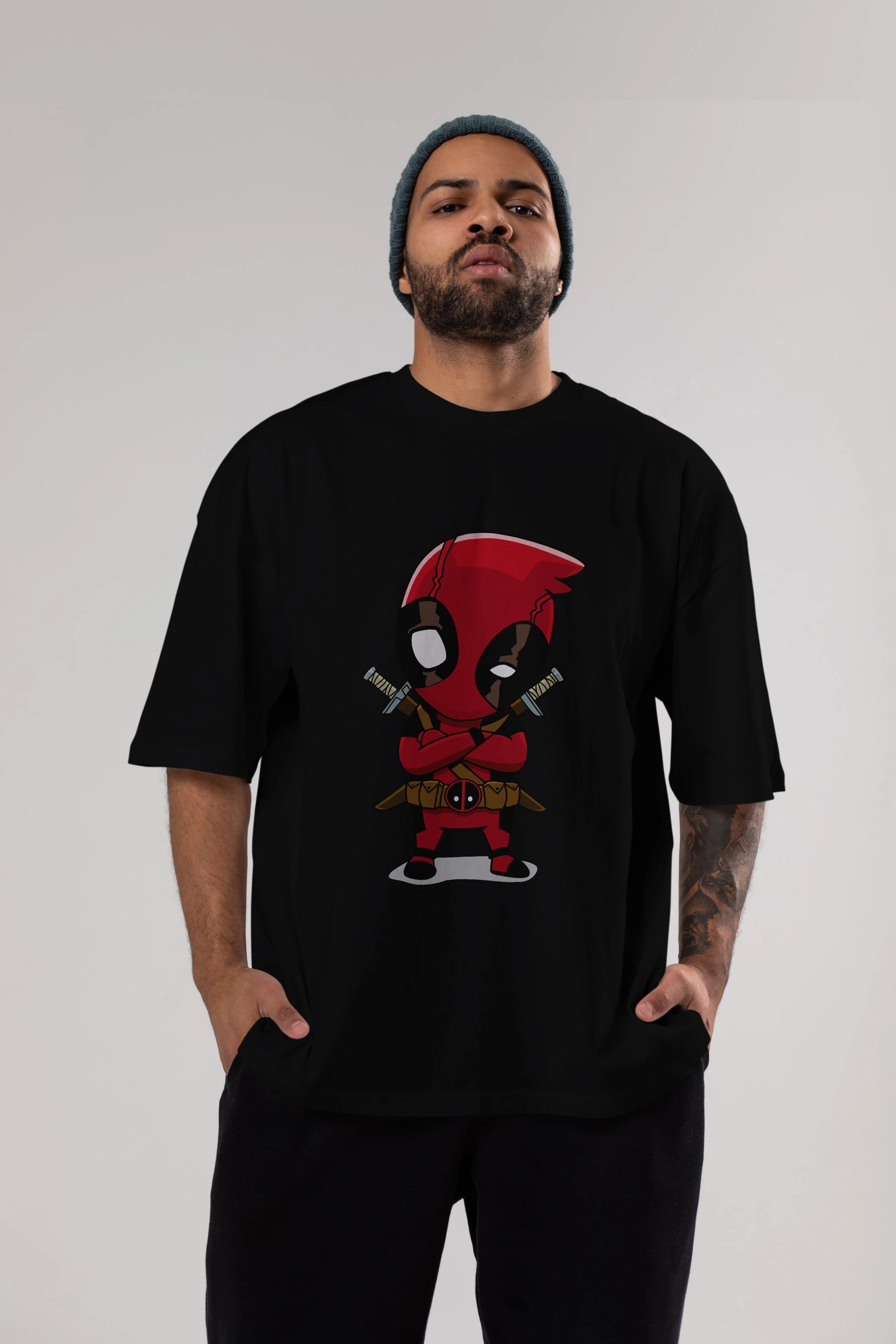 Deadpool (19) Ön Baskılı Oversize t-shirt Erkek Kadın Unisex %100 Pamuk Bisiklet Yaka tişort