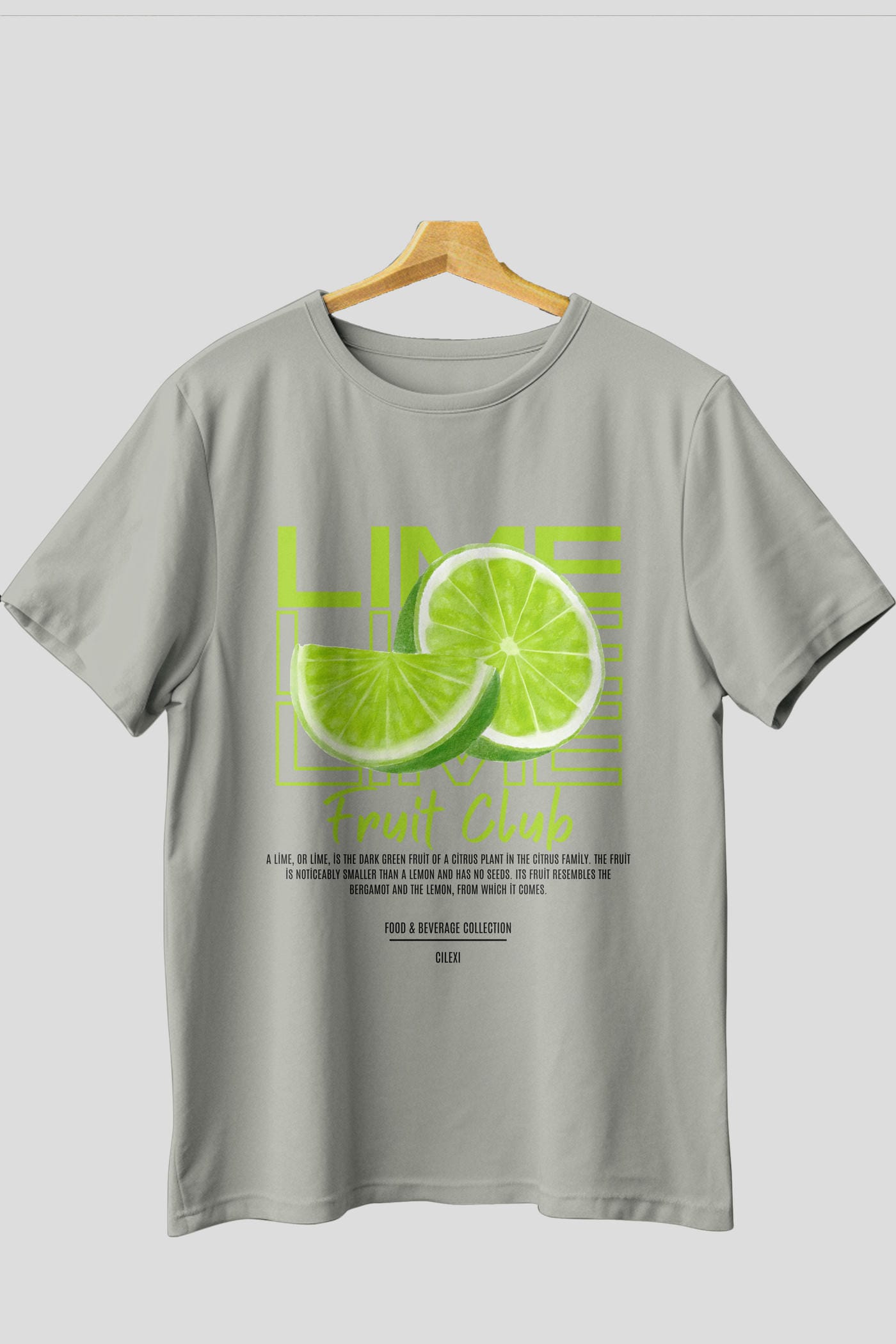 Lime Ön Baskılı Oversize t-shirt Erkek Kadın Pamuk Bisiklet Yaka tişort