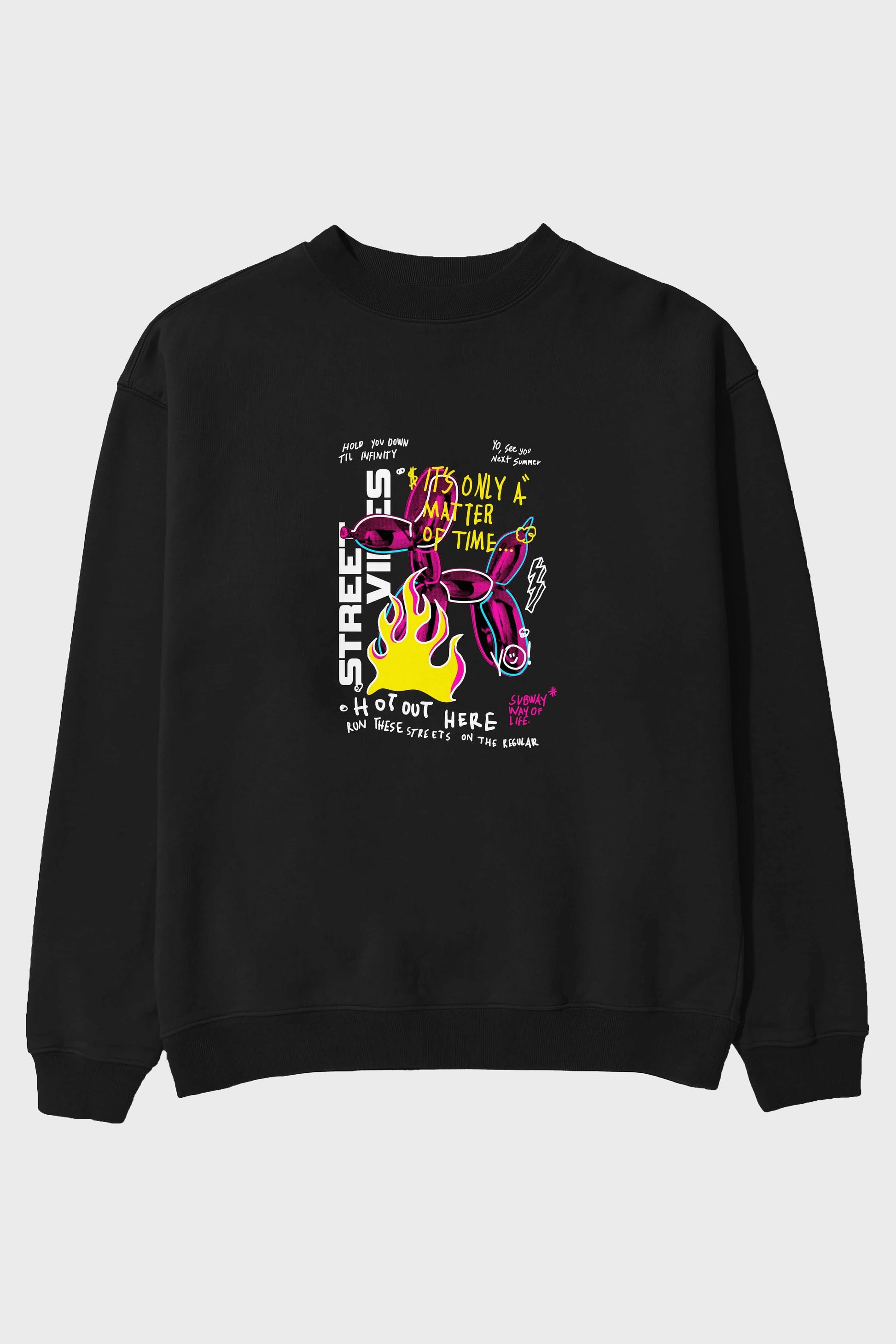 Street Vibes Ön Baskılı Oversize Sweatshirt Erkek Kadın Unisex