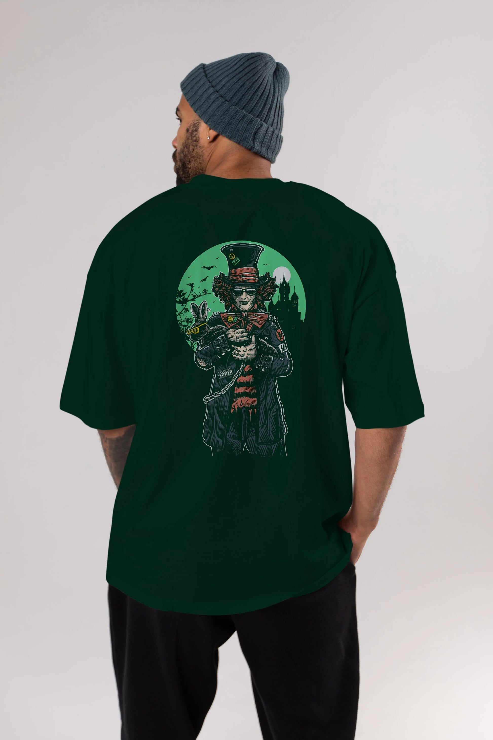 Mad Hatter Arka Baskılı Oversize t-shirt Erkek Kadın Unisex %100 Pamuk