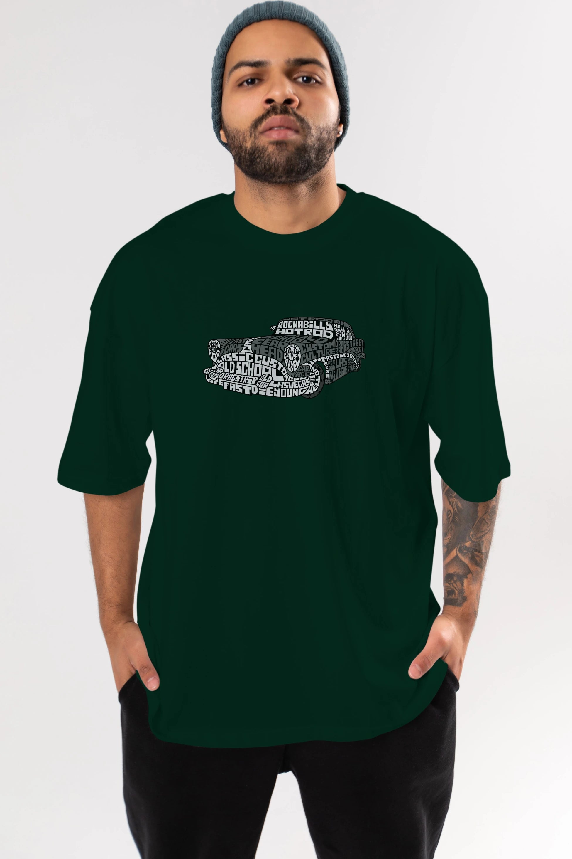 Hotrod Ön Baskılı Oversize t-shirt %100 pamuk Erkek Kadın Unisex