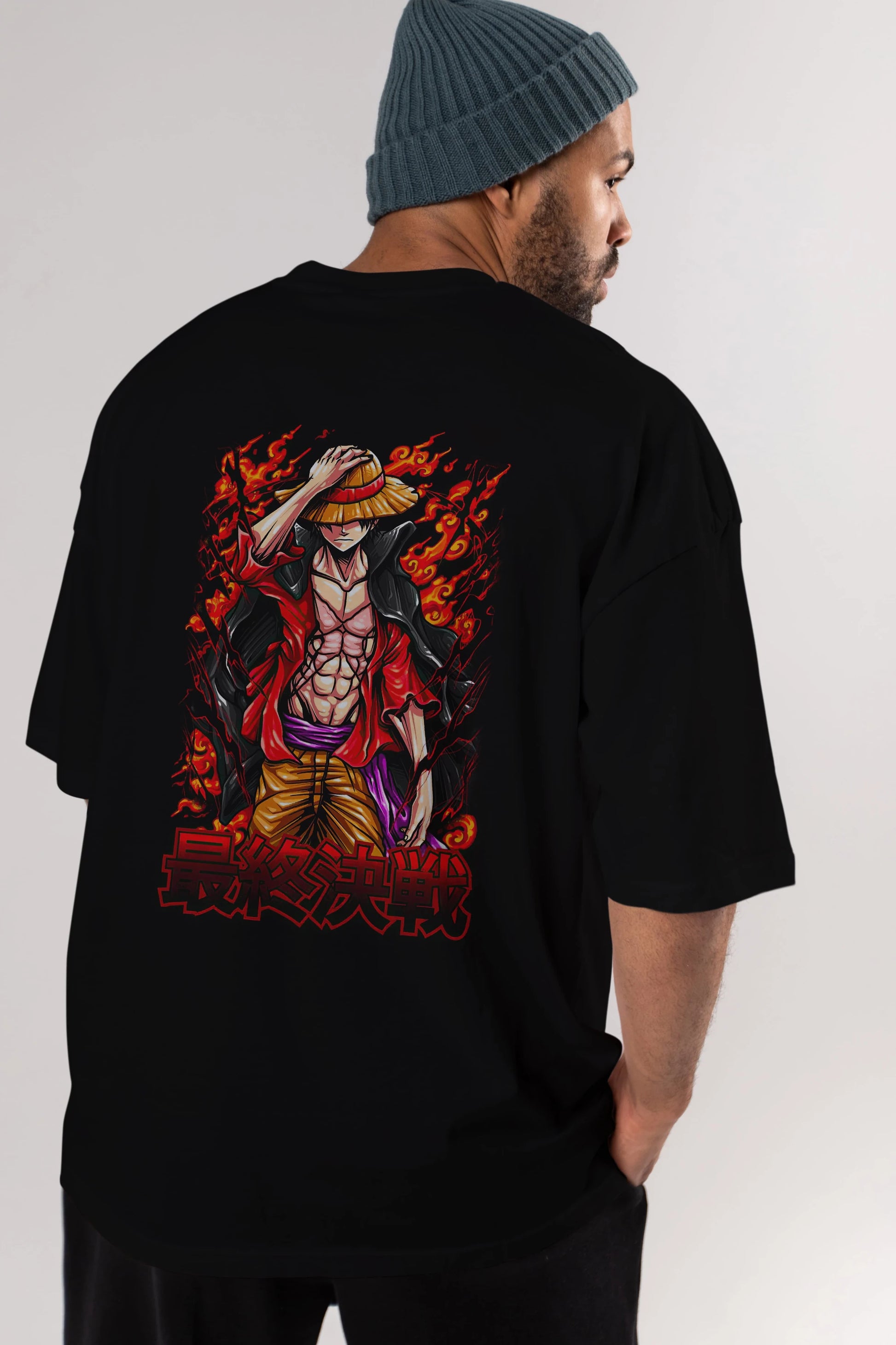 MONKEY D. LUFFY (3) Anime Arka Baskılı Oversize t-shirt Erkek Kadın Unisex