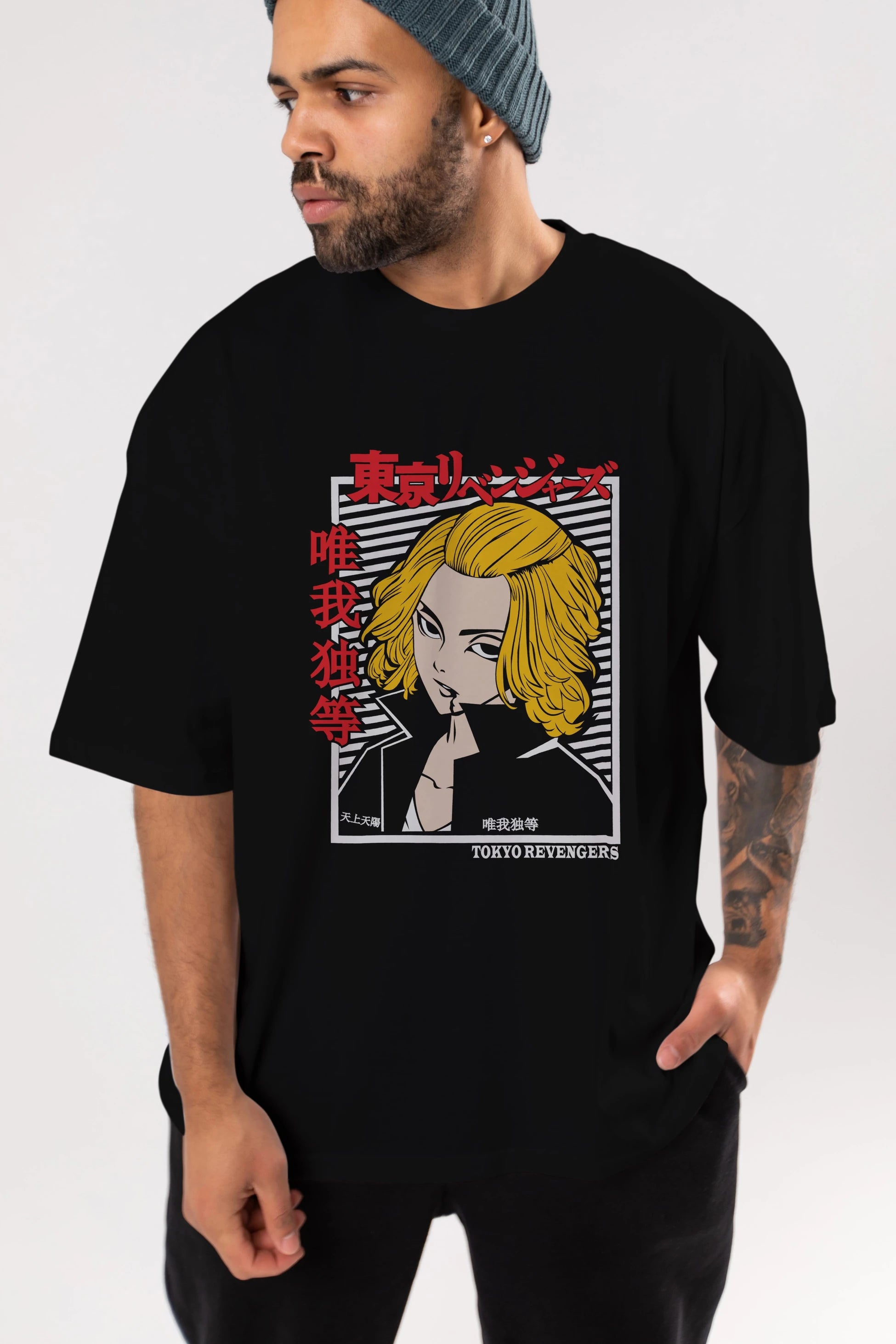 TokyoRev. M Anime Ön Baskılı Oversize t-shirt %100 pamuk Erkek Kadın Unisex
