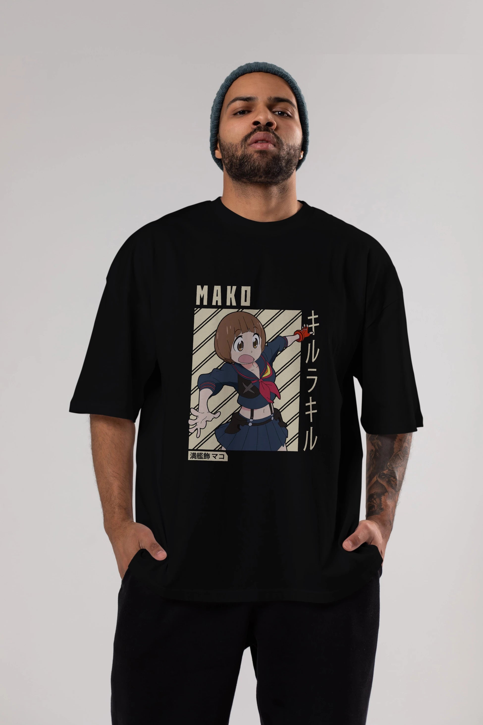 Mako Mankanshoku 1 Anime Ön Baskılı Oversize t-shirt %100 pamuk Erkek Kadın Unisex
