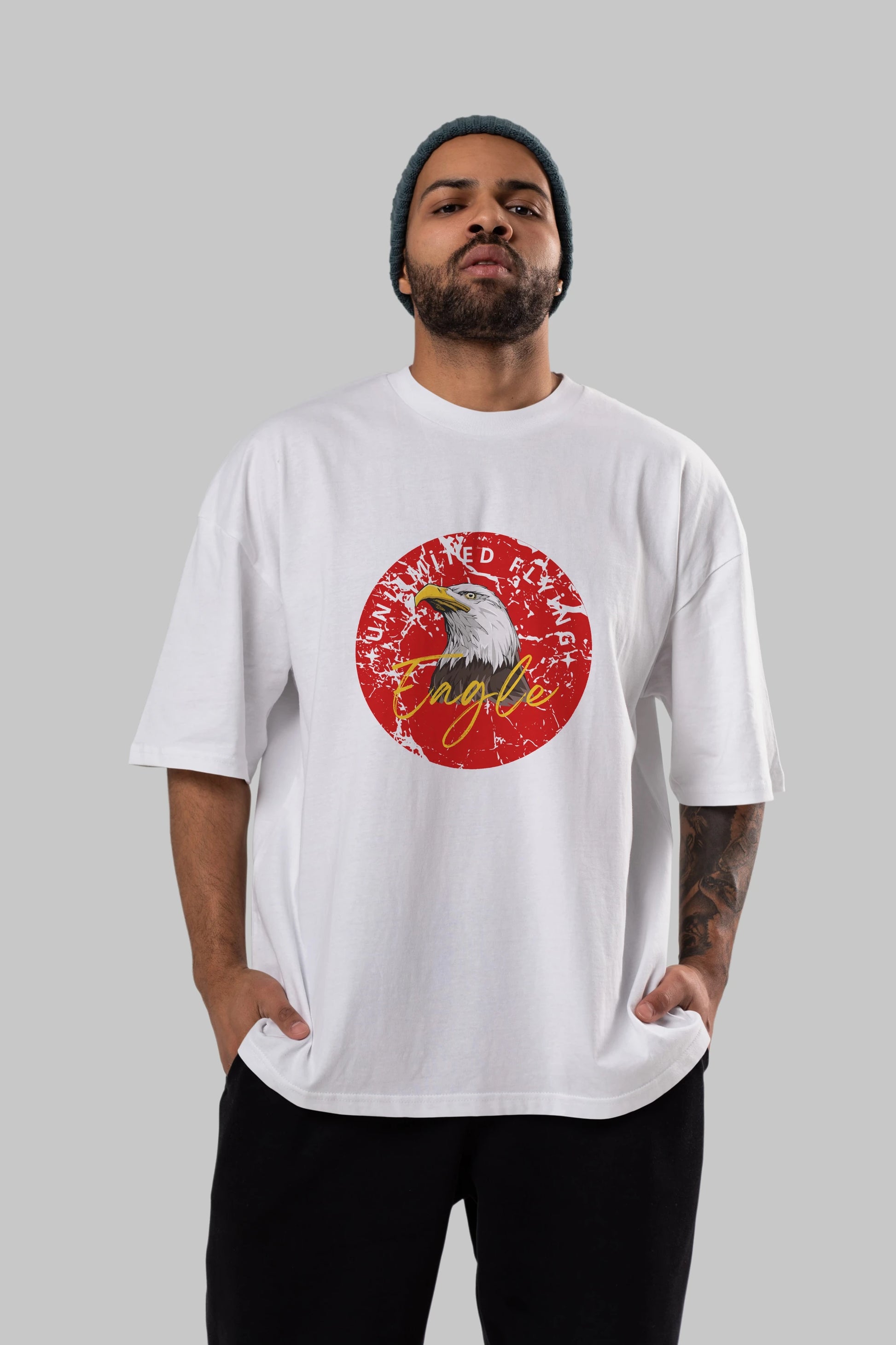 Unlimited Flying Yazılı Ön Baskılı Oversize t-shirt Erkek Kadın Unisex