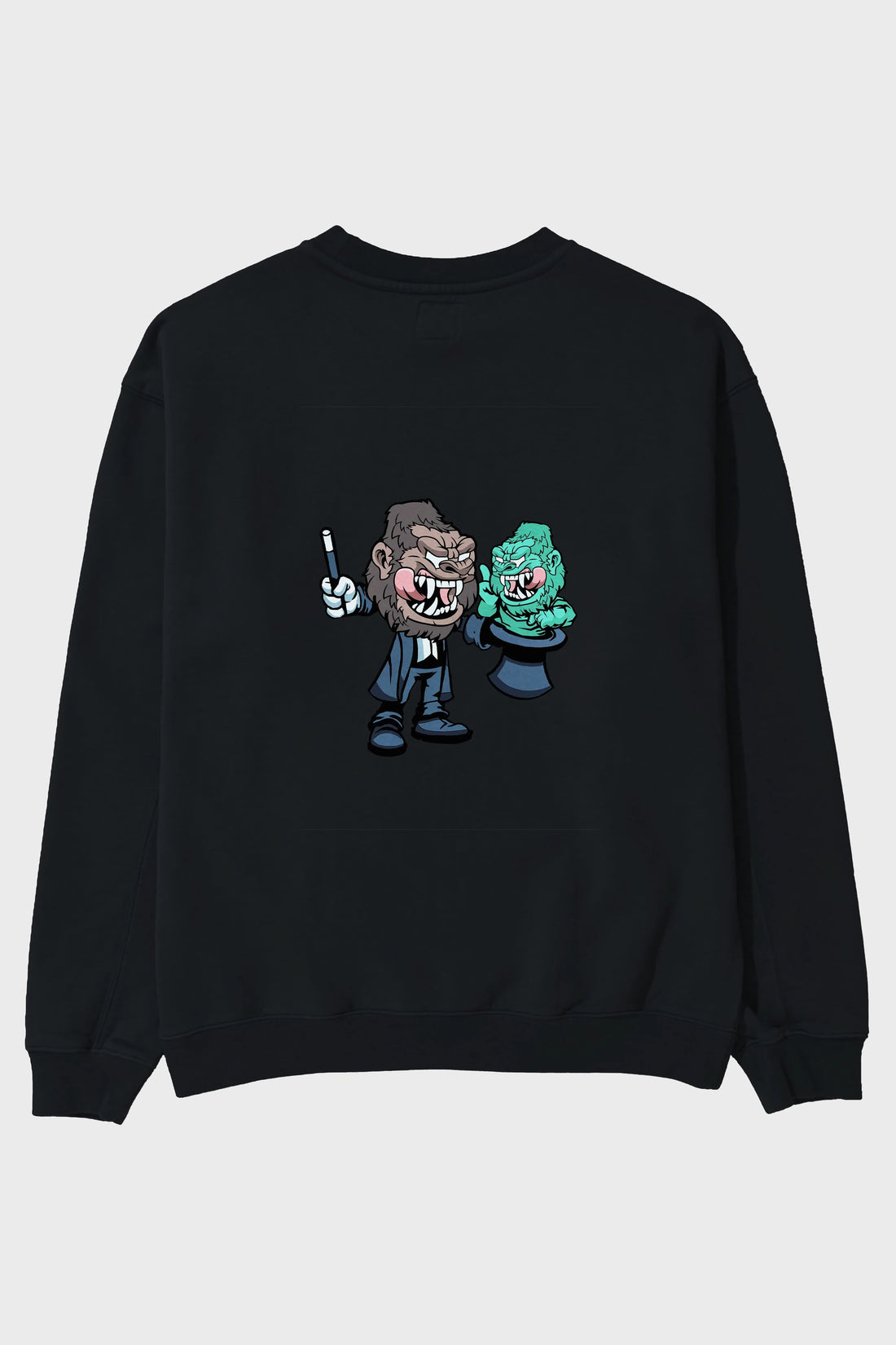 Gorilla Magician Arka Baskılı Oversize Sweatshirt Erkek Kadın Unisex