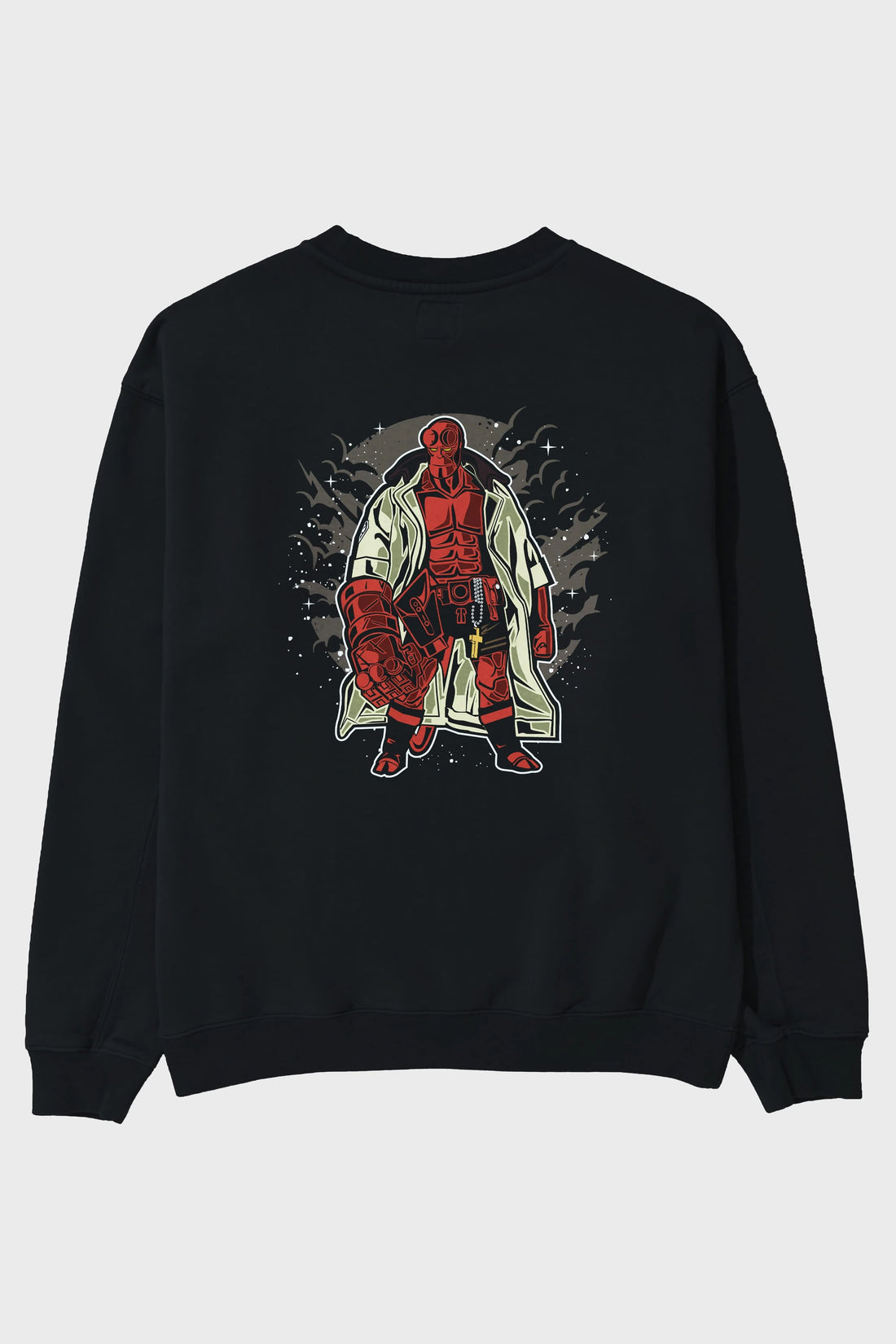 Hellboy Arka Baskılı Oversize Sweatshirt Erkek Kadın Unisex