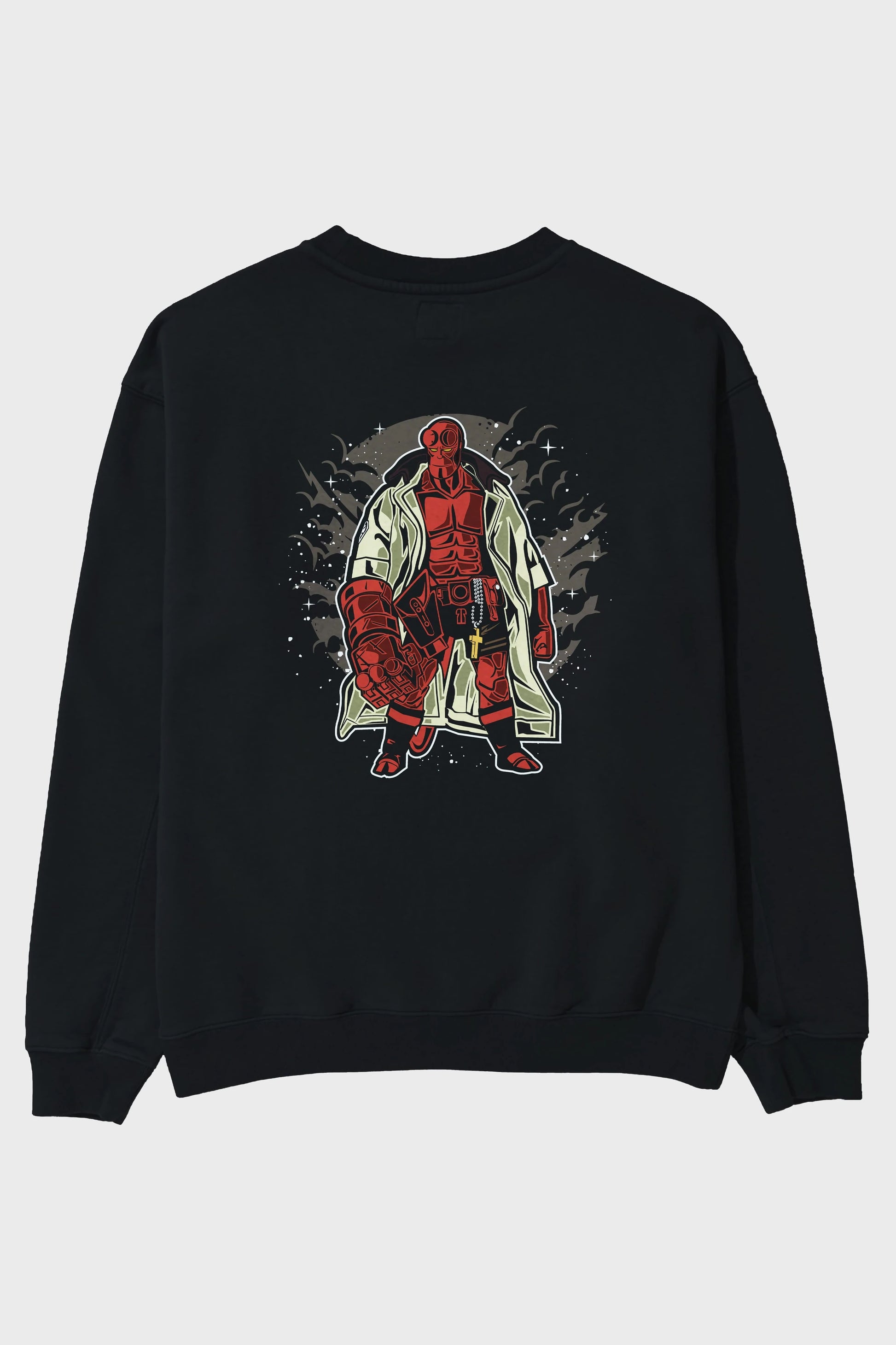 Hellboy Arka Baskılı Oversize Sweatshirt Erkek Kadın Unisex