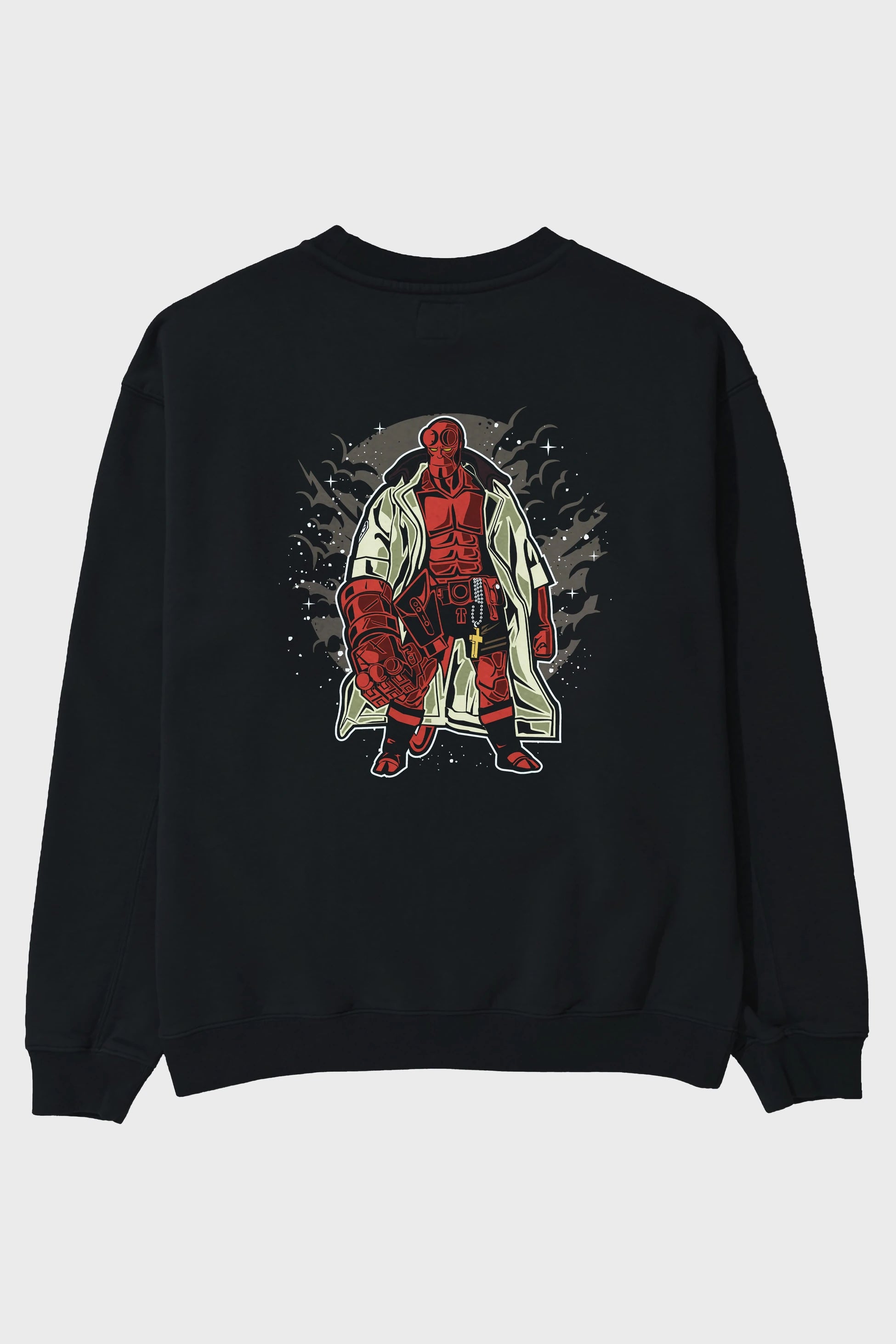 Hellboy Arka Baskılı Oversize Sweatshirt Erkek Kadın Unisex