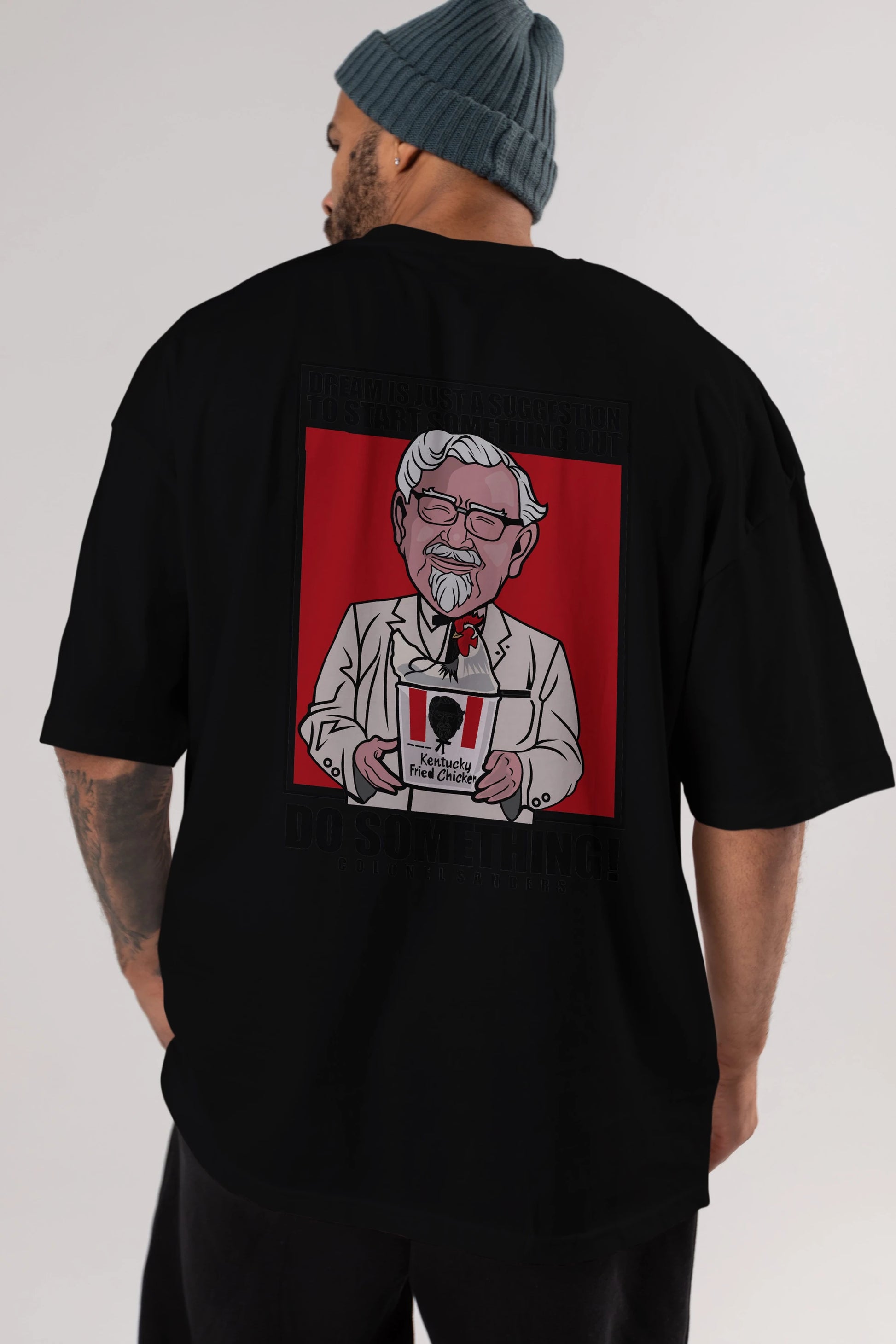 Colonel Sanders Arka Baskılı Oversize t-shirt Erkek Kadın Unisex %100 Pamuk tişort