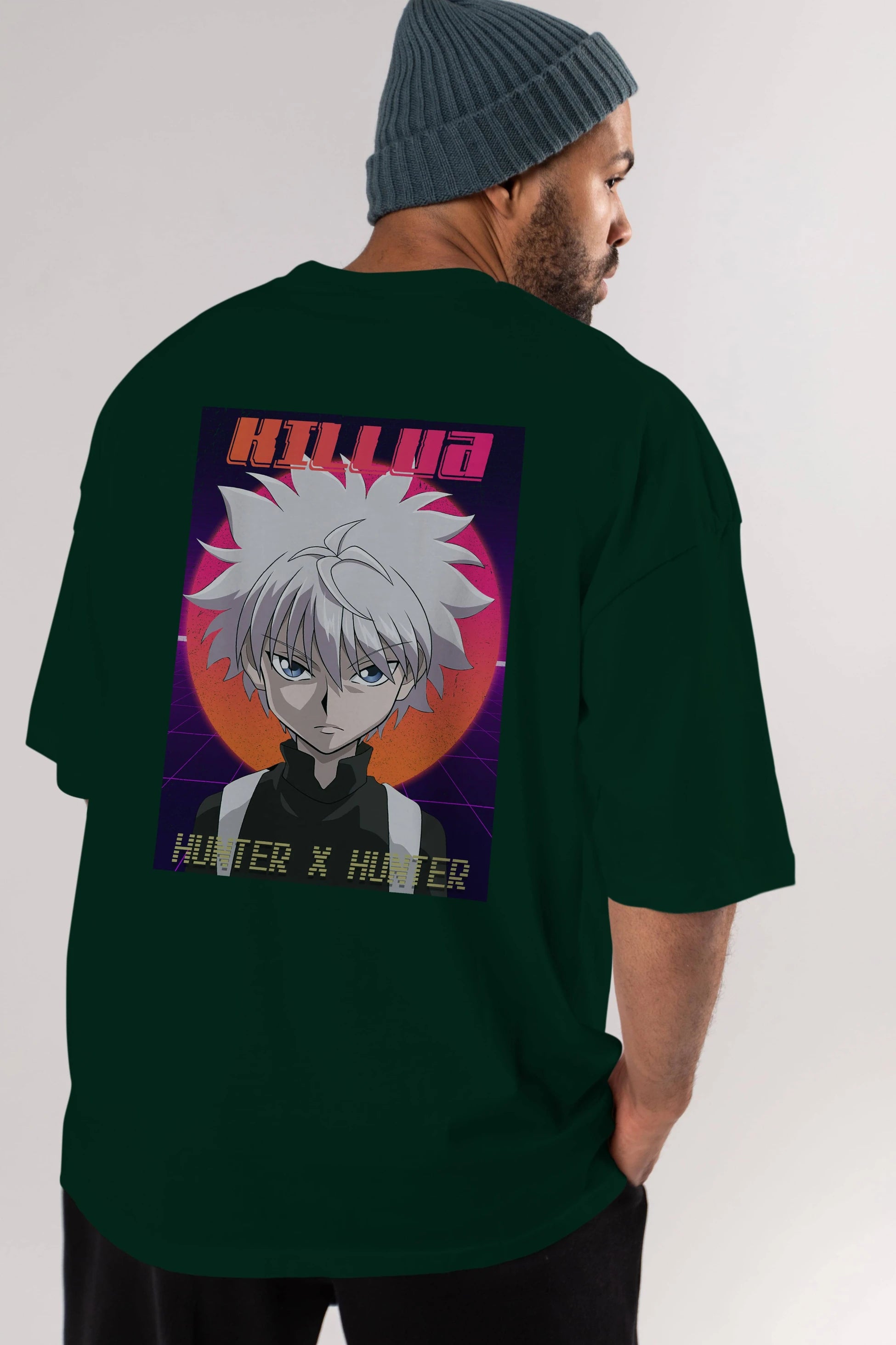 Killua Zoldyck 12 1 Anime Arka Baskılı Oversize t-shirt Erkek Kadın Unisex