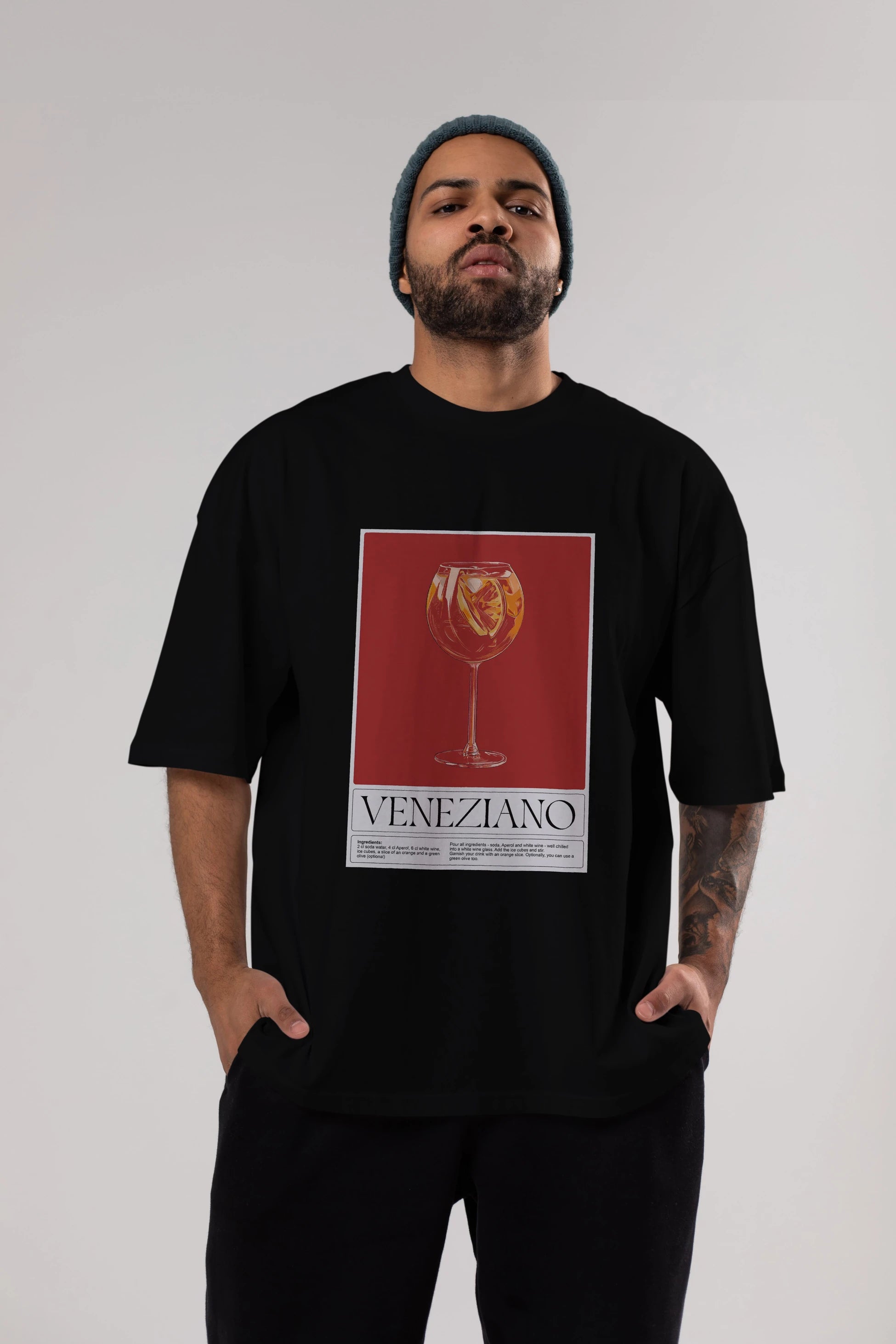 Veneziano Ön Baskılı Oversize t-shirt Erkek Kadın Unisex %100 Pamuk Bisiklet Yaka tişort