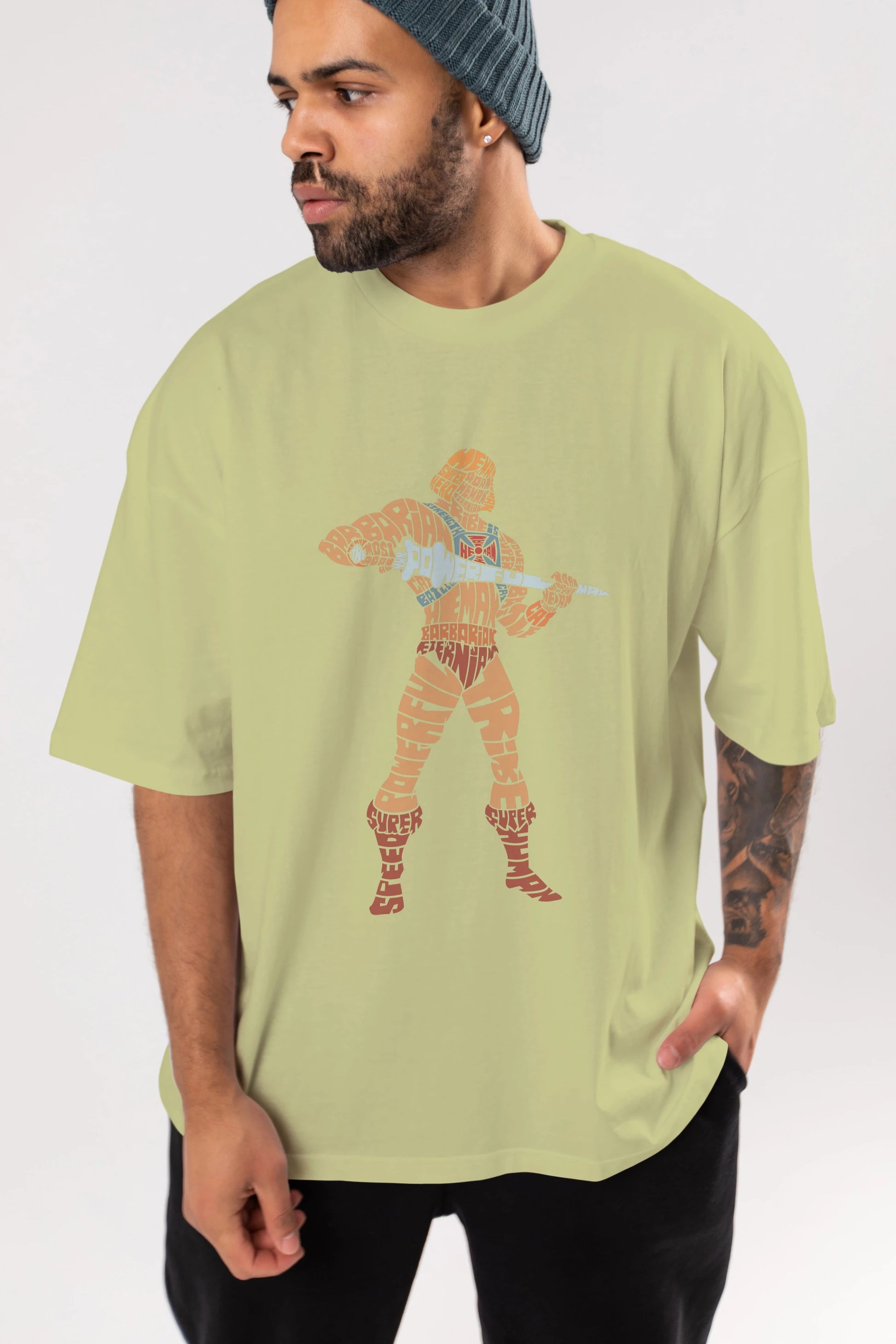 Heman Ön Baskılı Oversize t-shirt %100 pamuk Erkek Kadın Unisex
