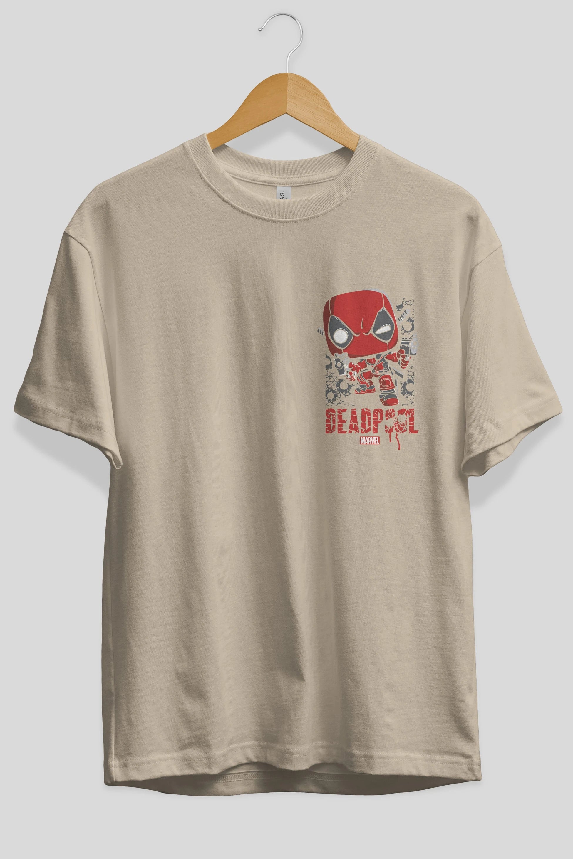 Deadpool (8) Ön Sol Baskılı Oversize t-shirt Erkek Kadın Unisex %100 Pamuk Bisiklet Yaka tişort