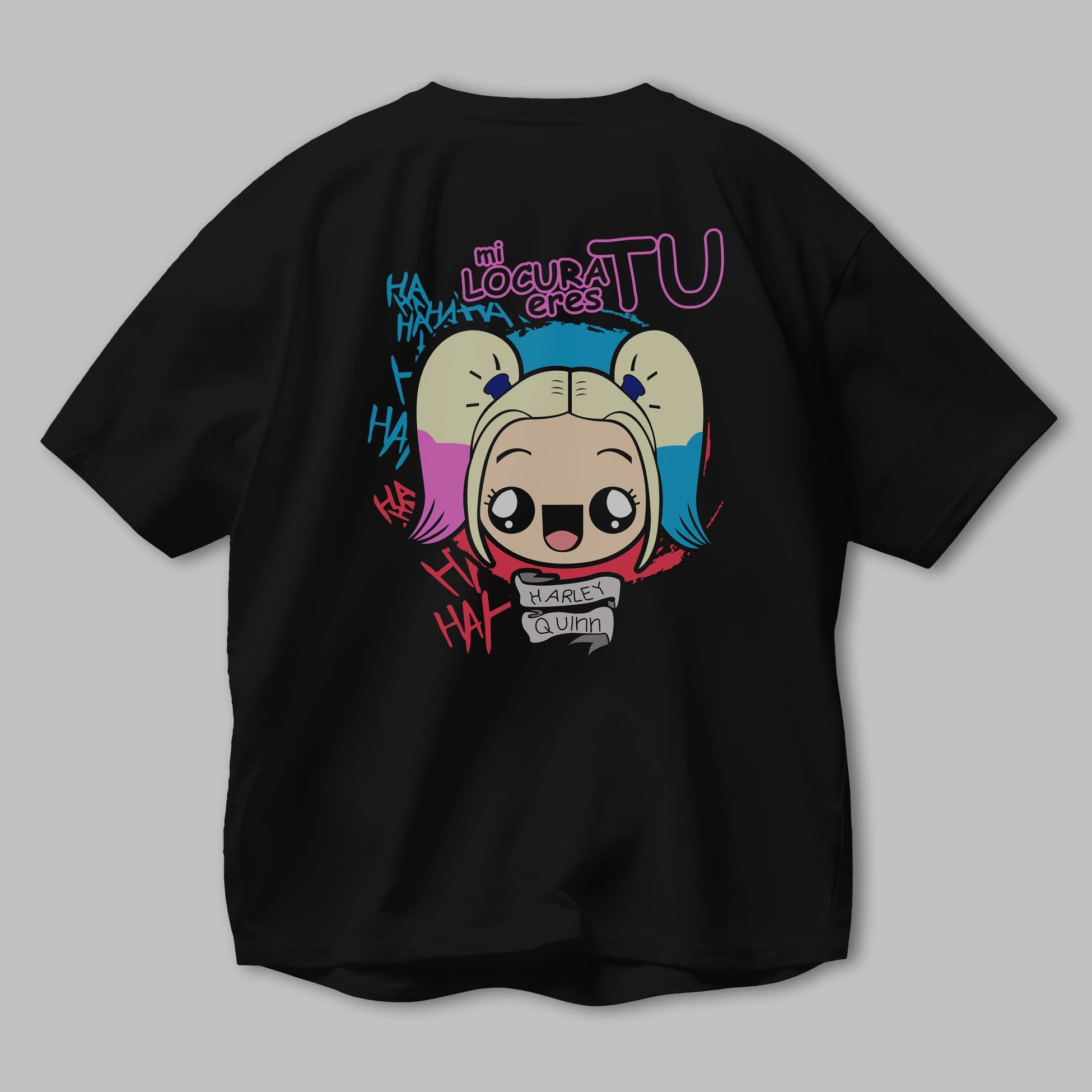 Harley Quinn Arka Baskılı Oversize t-shirt Erkek Kadın Unisex %100 Pamuk Bisiklet Yaka tişort