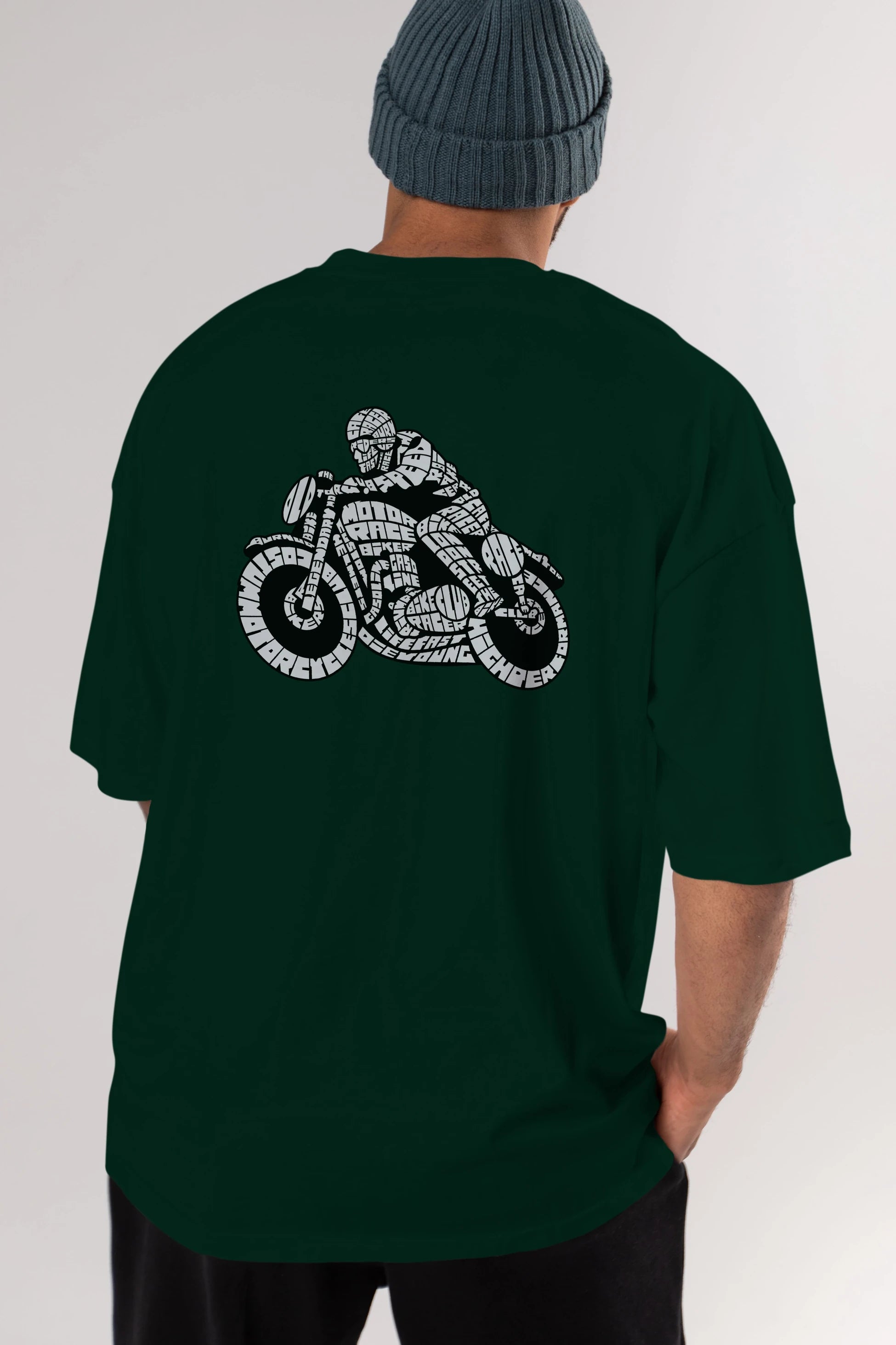 Caferacer Arka Baskılı Oversize t-shirt %100 pamuk Erkek Kadın Unisex