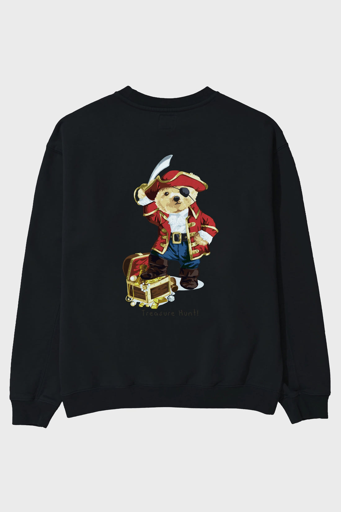 Teddy Bear Treasure Hunt Arka Baskılı Oversize Sweatshirt Erkek Kadın Unisex