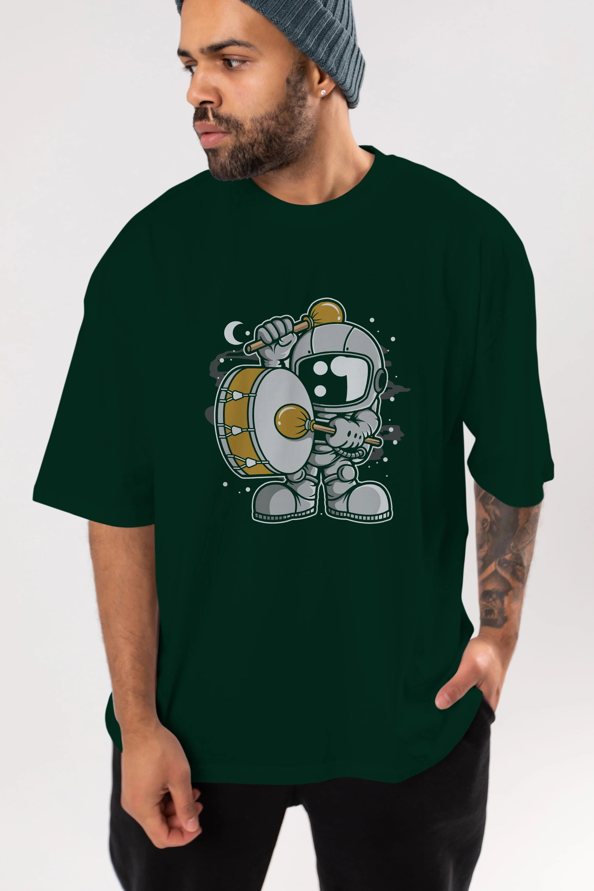Astronaut Marching Band Ön Baskılı Oversize t-shirt Erkek Kadın Unisex