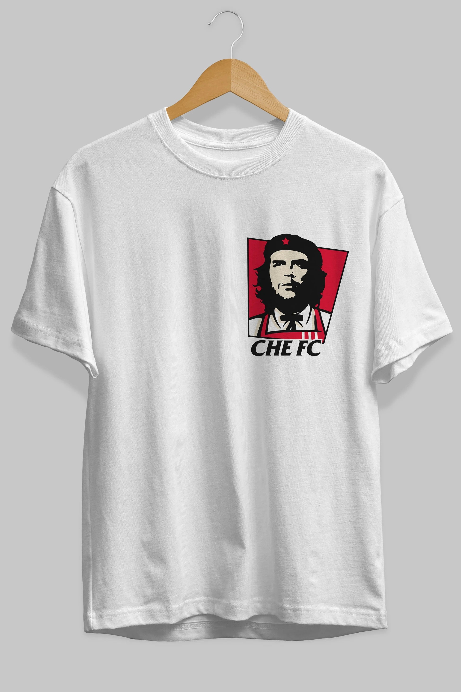 Che FC Ön Sol Baskılı Oversize t-shirt Erkek Kadın Unisex %100 Pamuk Bisiklet Yaka tişort
