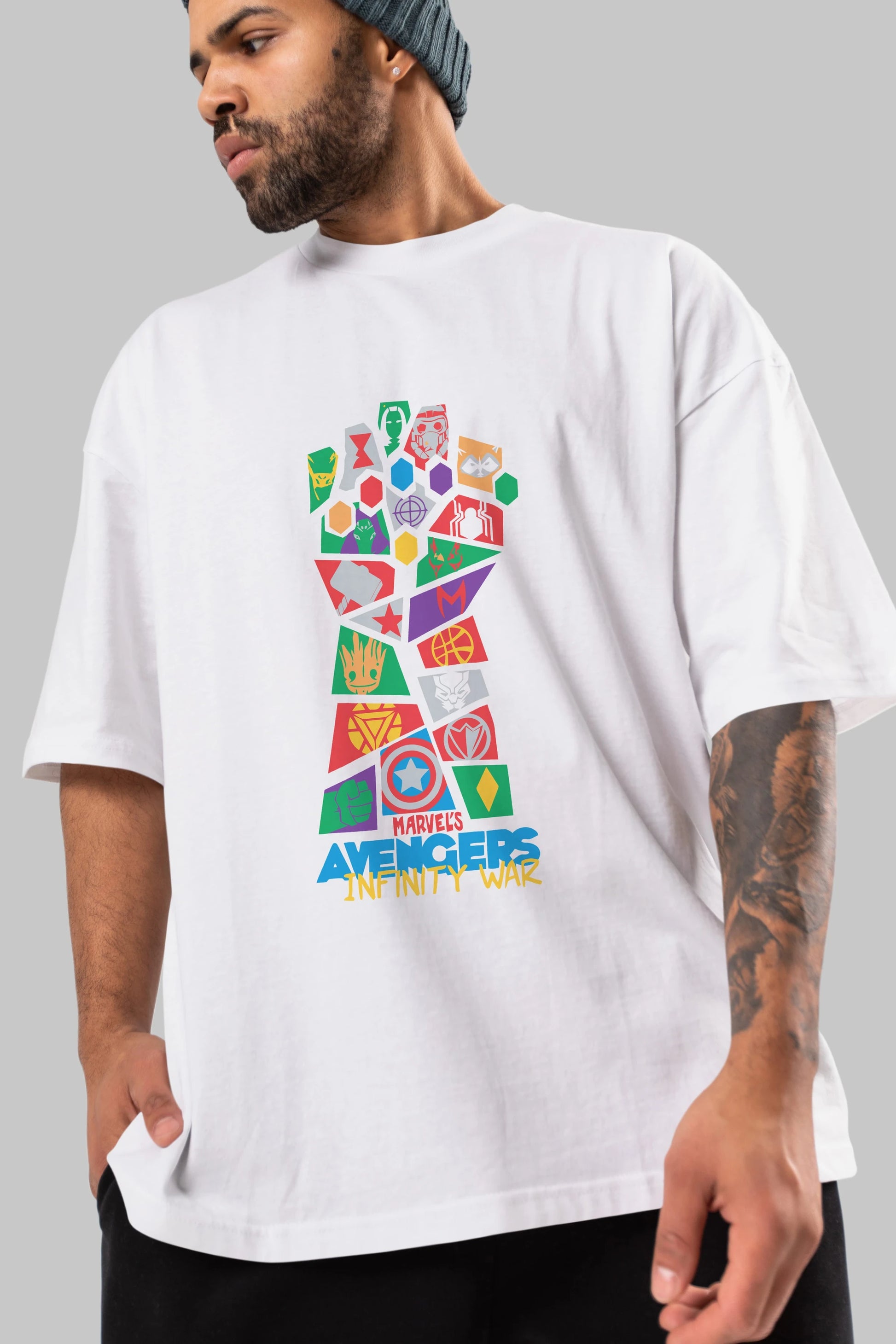The Avengers Ön Baskılı Oversize t-shirt Erkek Kadın Unisex %100 Pamuk Bisiklet Yaka tişort
