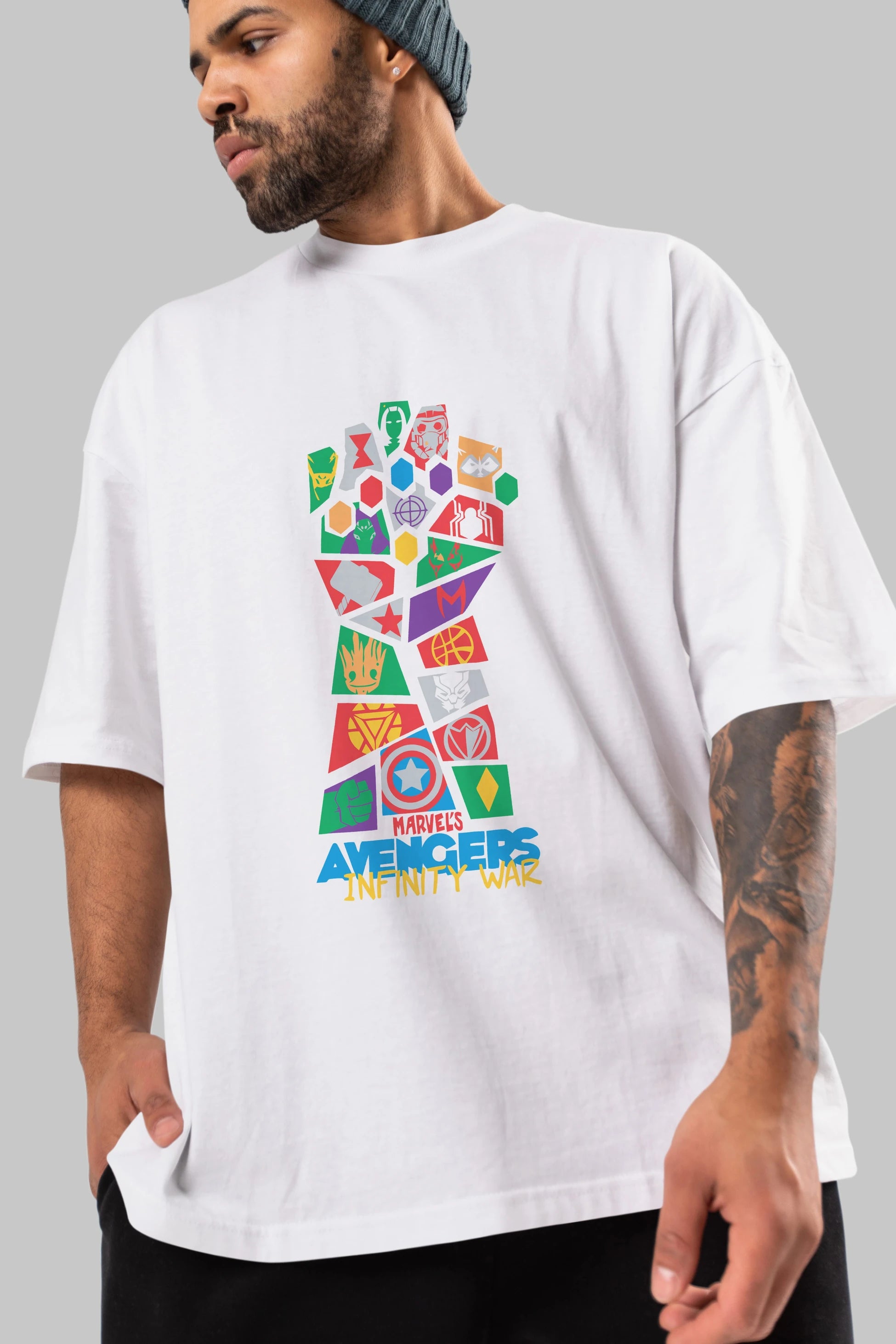 The Avengers Ön Baskılı Oversize t-shirt Erkek Kadın Unisex %100 Pamuk Bisiklet Yaka tişort