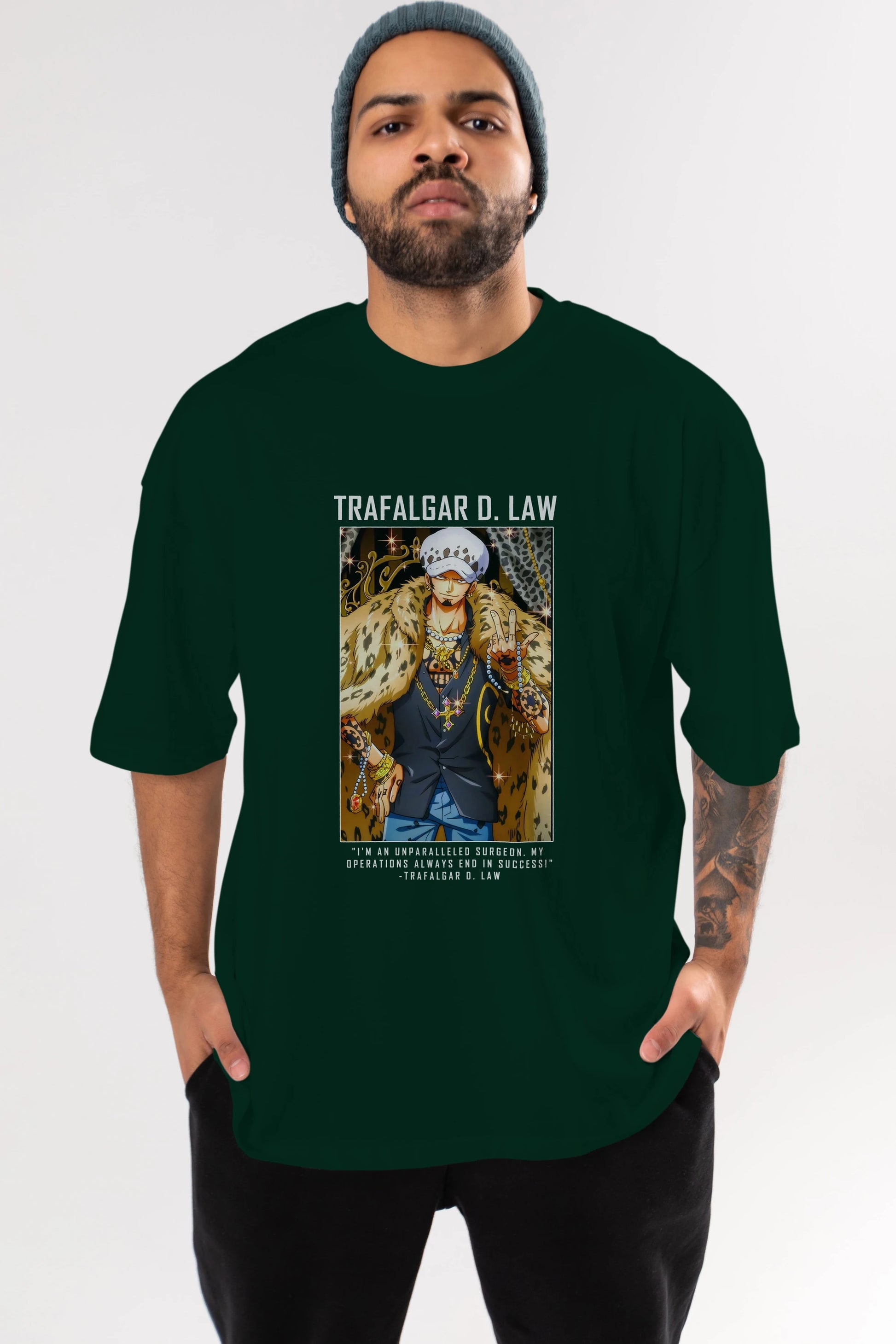 Trafalgar D. Water Law 2 Anime Ön Baskılı Oversize t-shirt Erkek Kadın Unisex