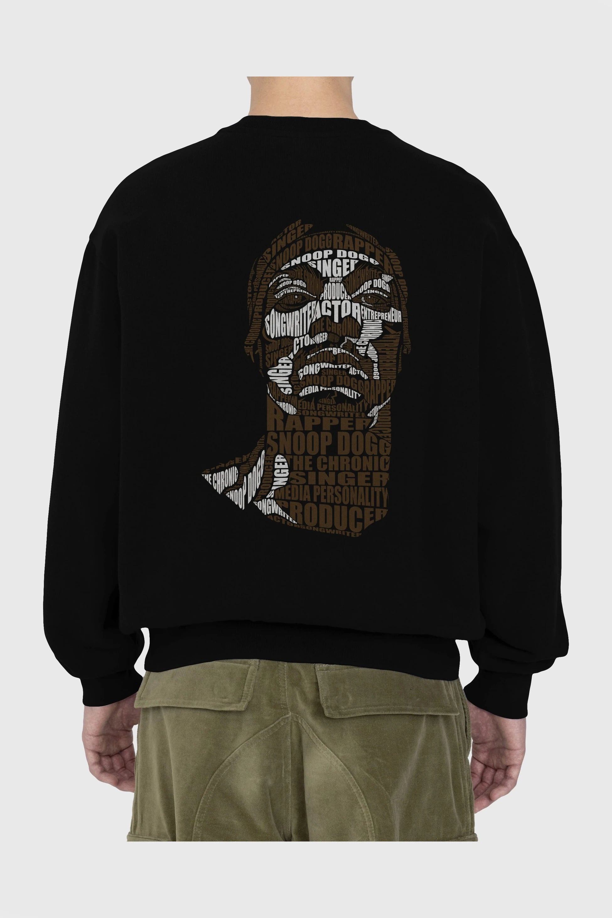 Snoop Dogg Calligram Arka Baskılı Oversize Sweatshirt Erkek Kadın Unisex