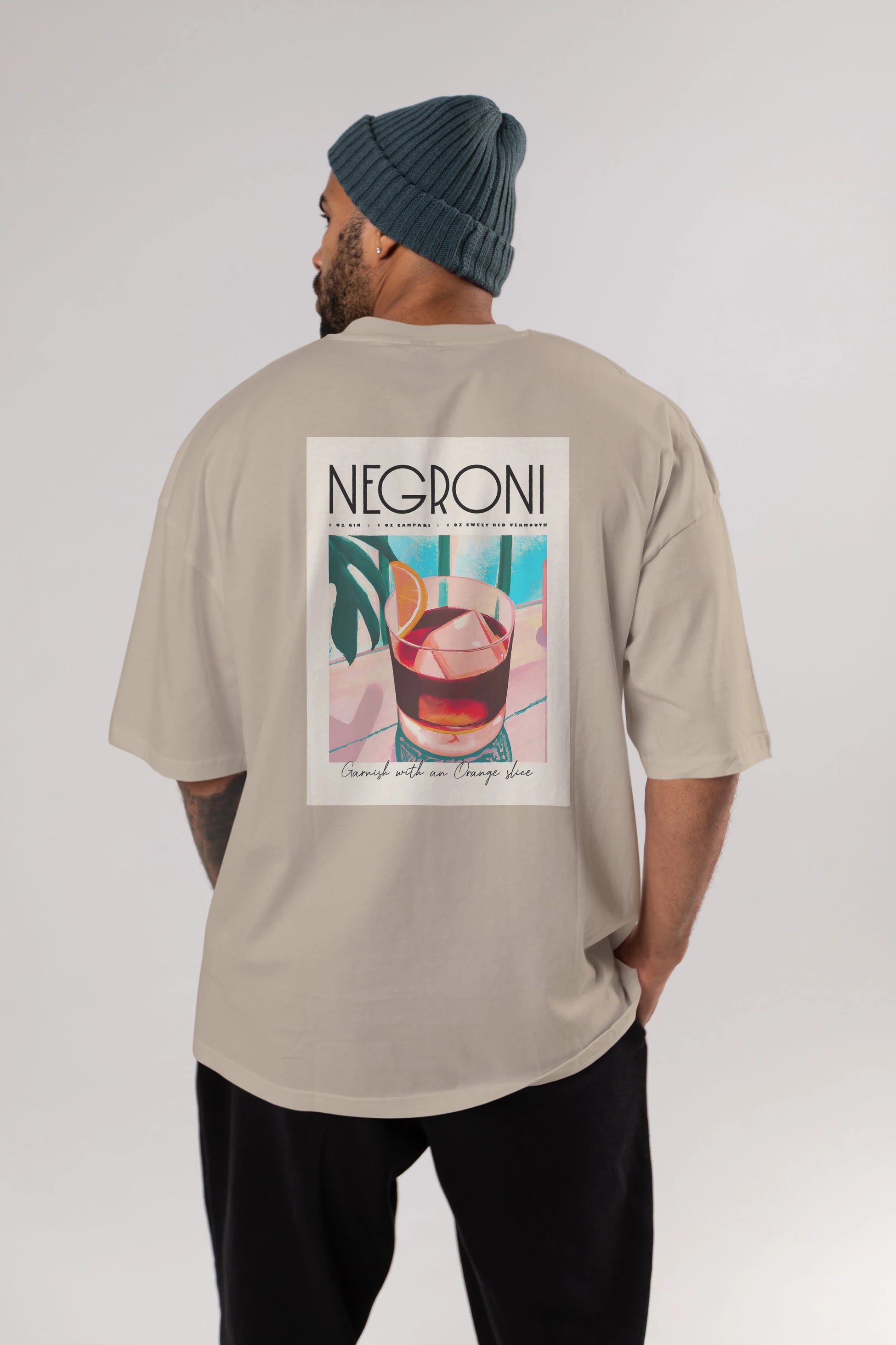 Negroni 4 Arka Baskılı Oversize t-shirt Erkek Kadın Unisex %100 Pamuk Bisiklet Yaka tişort