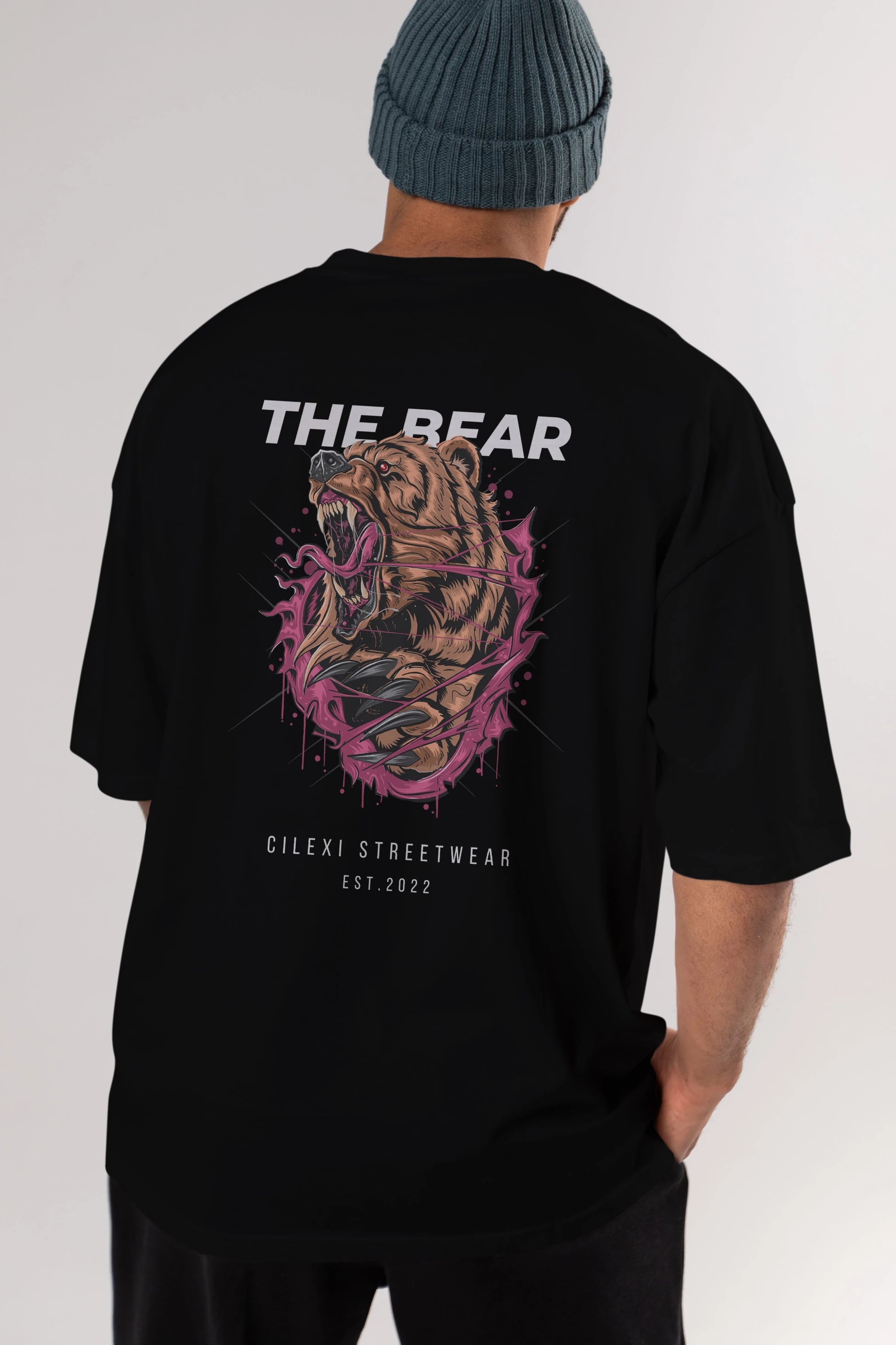 The Bear Arka Baskılı Oversize t-shirt Erkek Kadın Unisex