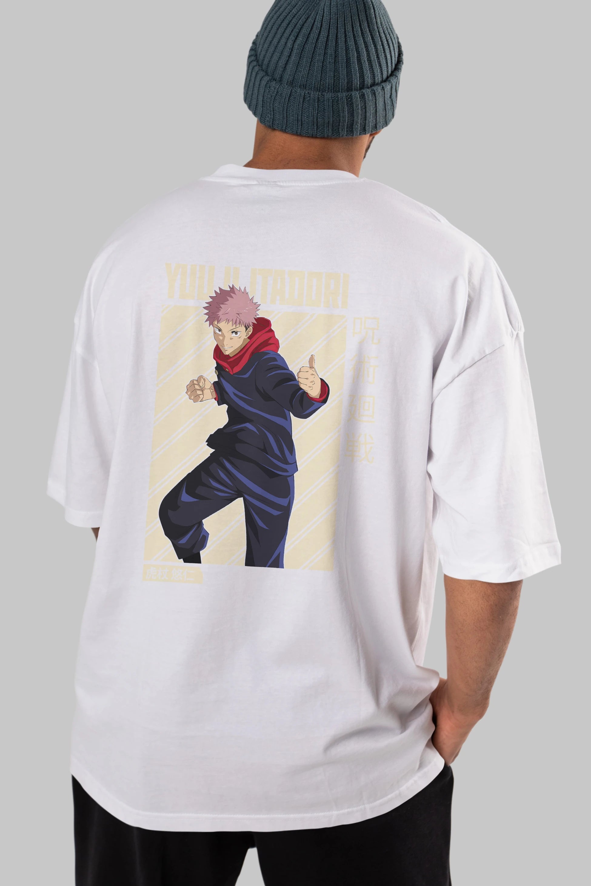 Yuuji Itadori 1 Anime Arka Baskılı Oversize t-shirt Erkek Kadın Unisex