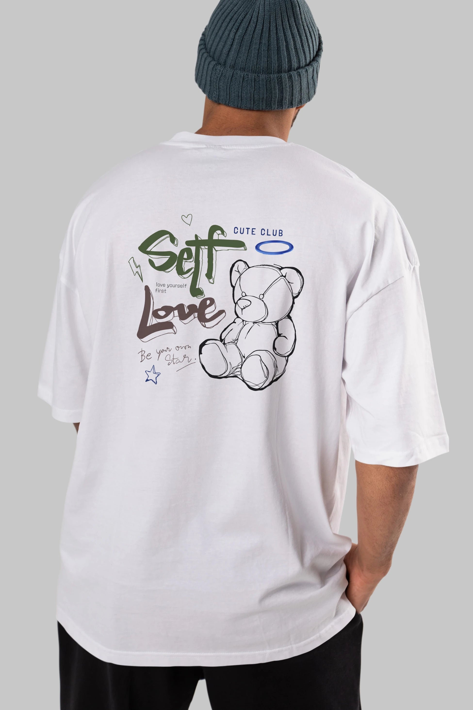 Self Love Bear Arka Baskılı Oversize t-shirt Erkek Kadın Unisex