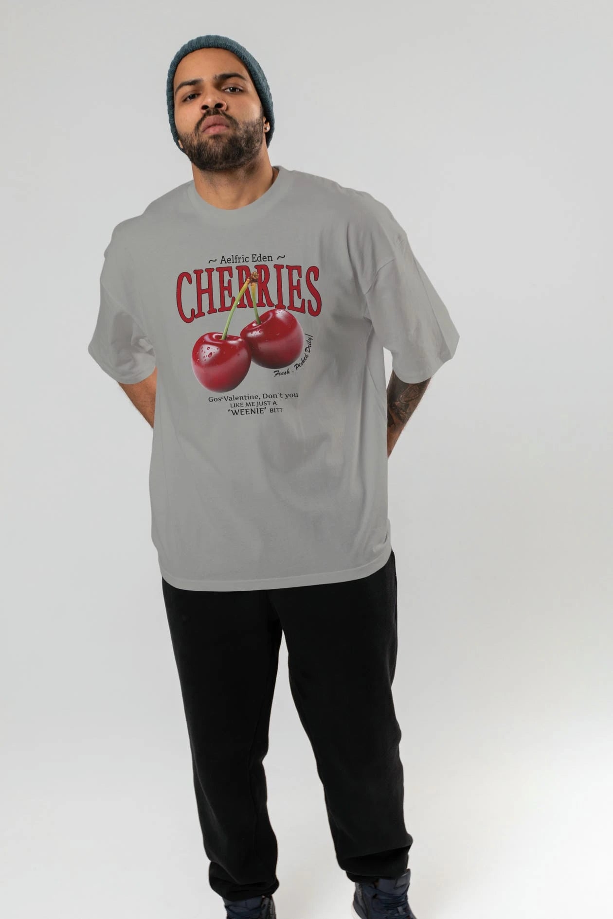 Cherry Cherries Ön Baskılı Oversize t-shirt Erkek Kadın Pamuk Bisiklet Yaka tişort