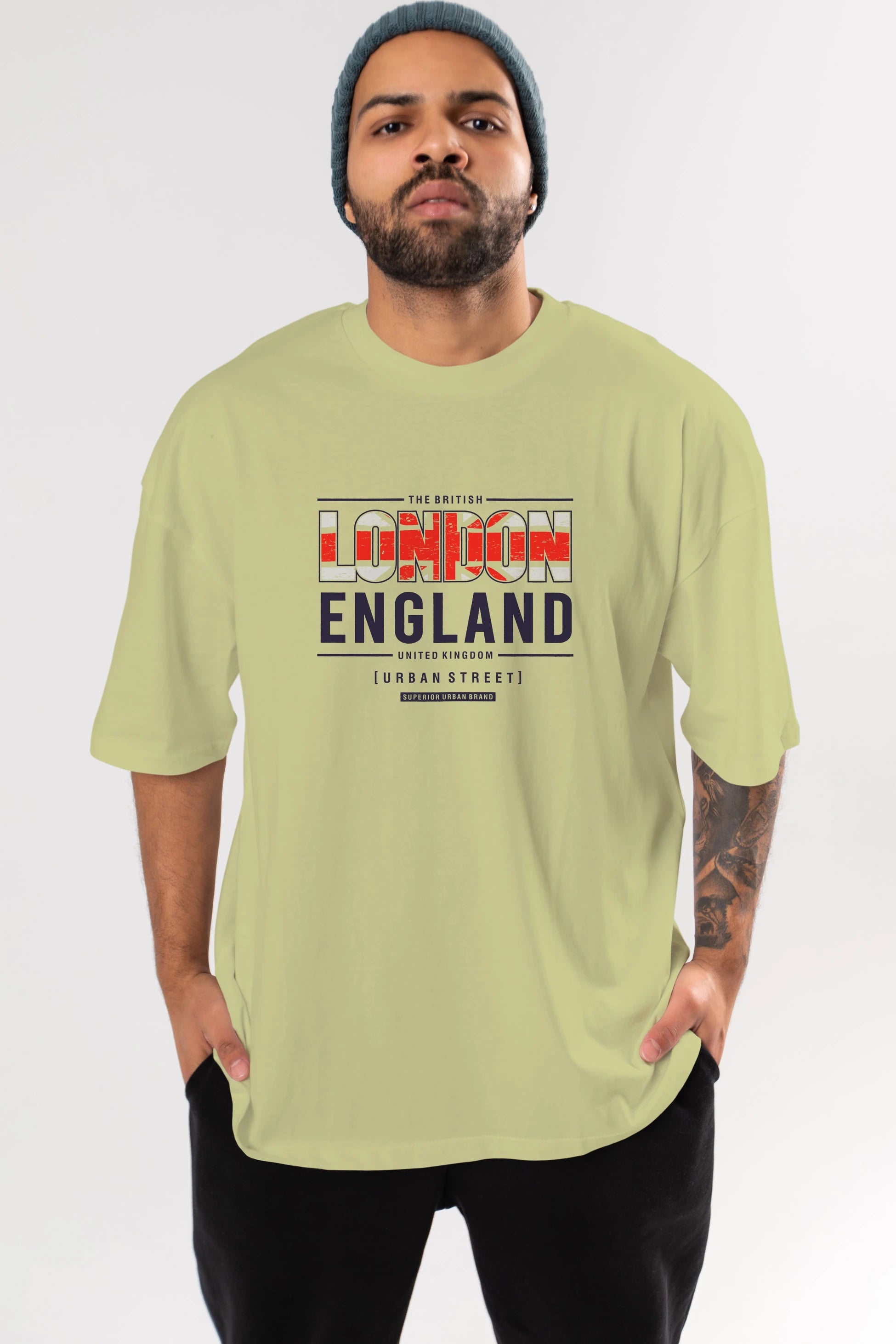 London England 2 Ön Baskılı Oversize t-shirt Erkek Kadın Unisex