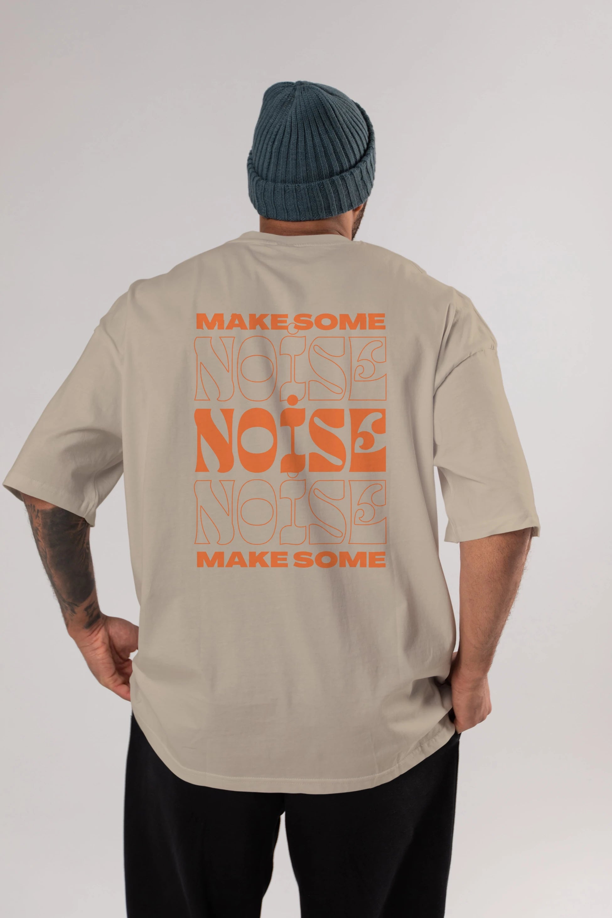 Make Some Noise Yazılı 2 Arka Baskılı Oversize t-shirt Erkek Kadın Unisex