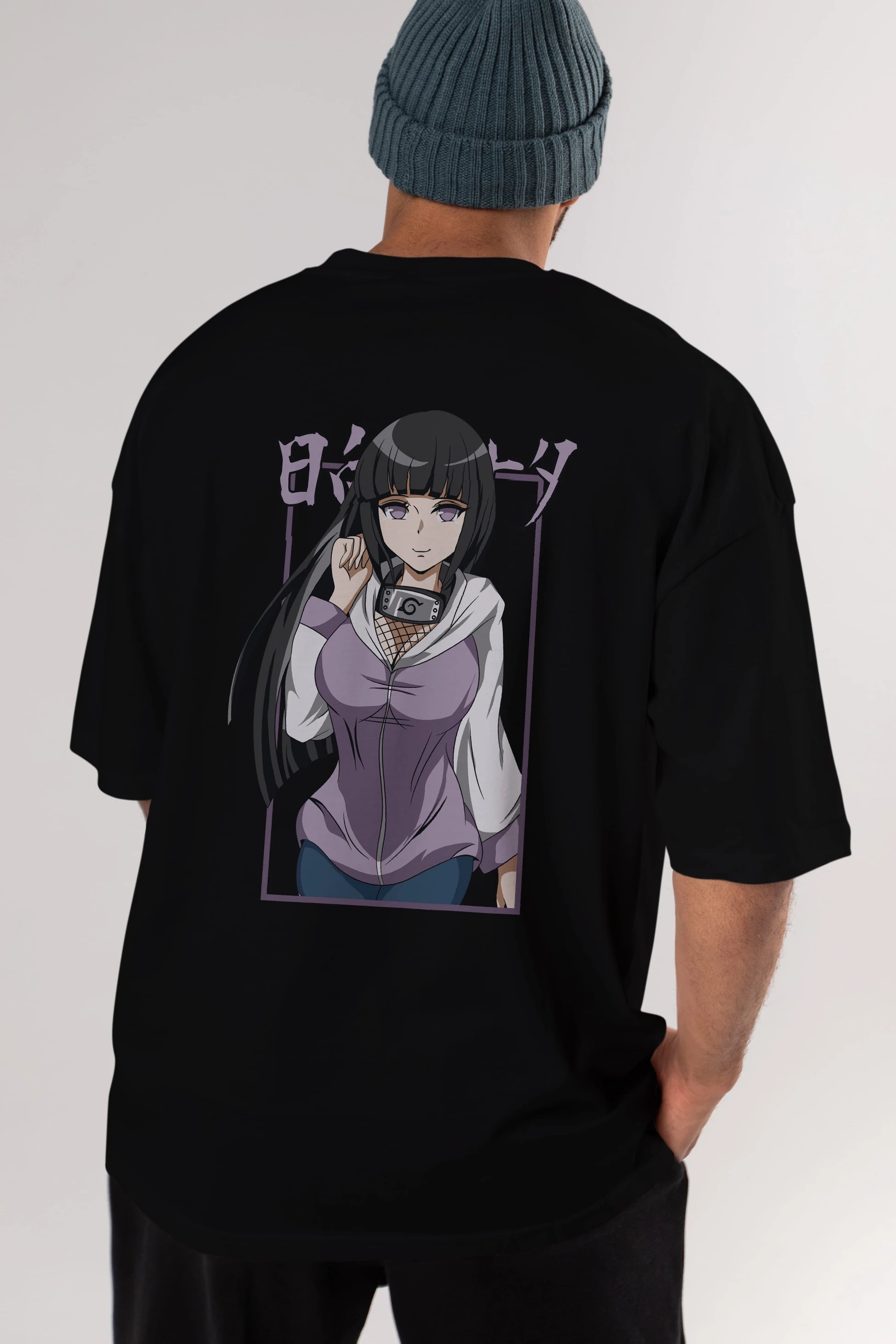 Hinata NARUTO Anime Arka Baskılı Oversize t-shirt Erkek Kadın Unisex