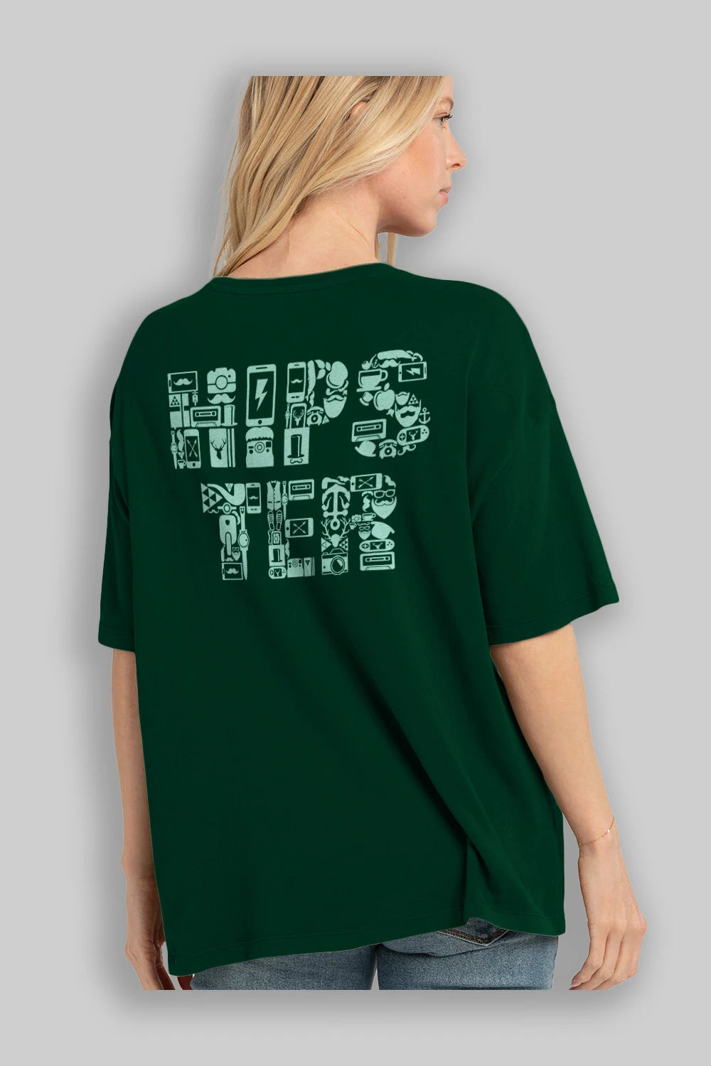 HIPSTER Arka Baskılı Oversize t-shirt %100 pamuk Erkek Kadın Unisex