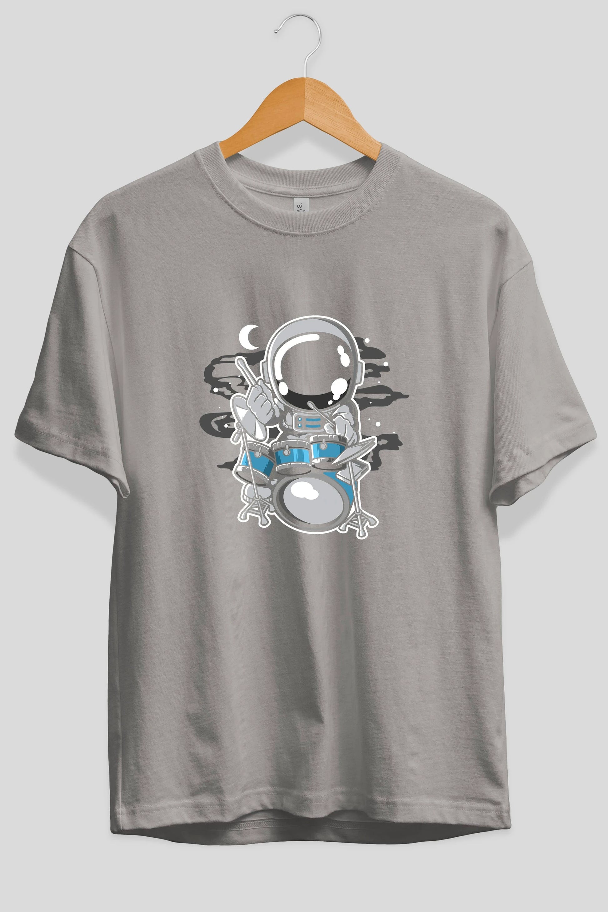 Astronaut Drummer Ön Baskılı Oversize t-shirt Erkek Kadın Unisex