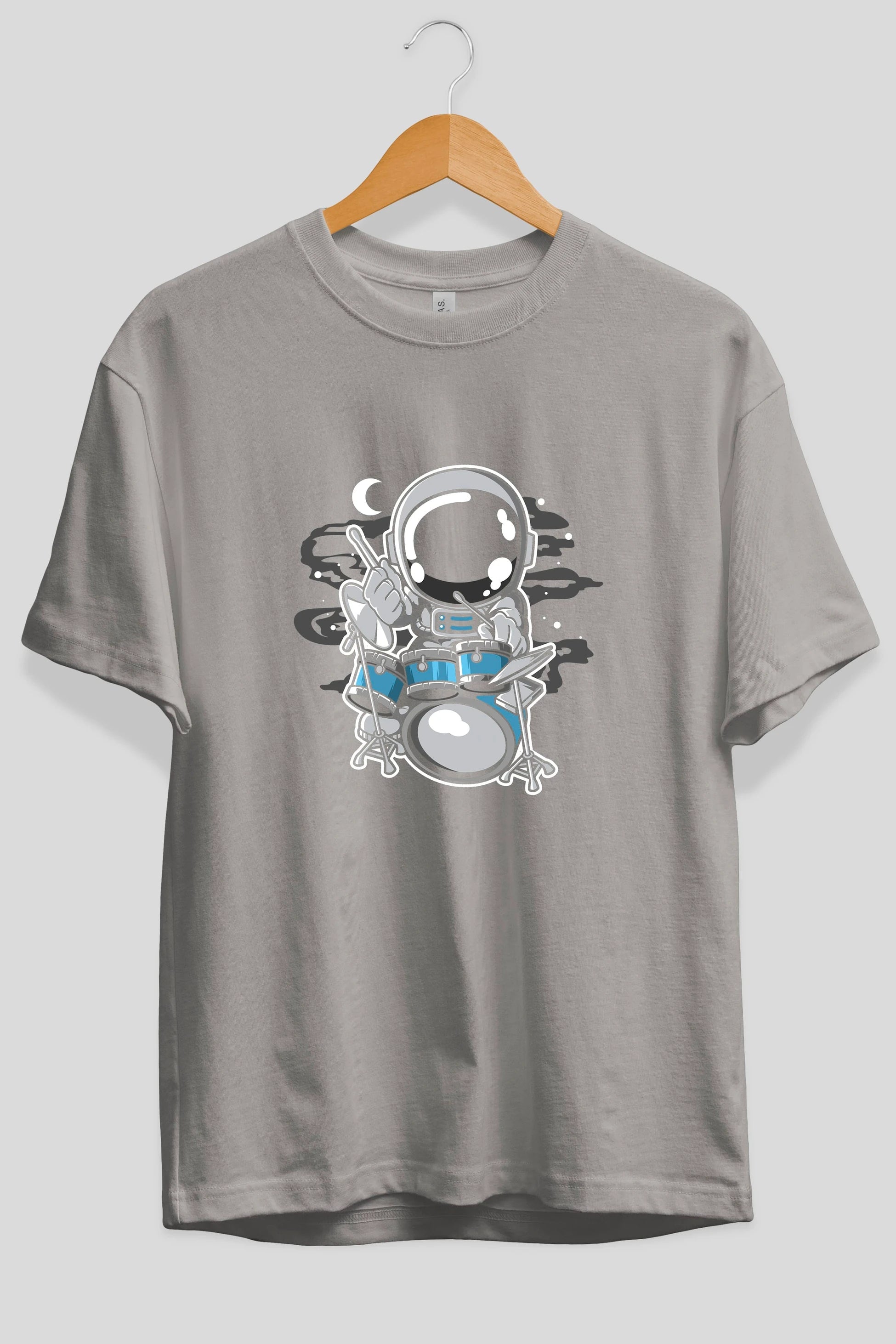 Astronaut Drummer Ön Baskılı Oversize t-shirt Erkek Kadın Unisex
