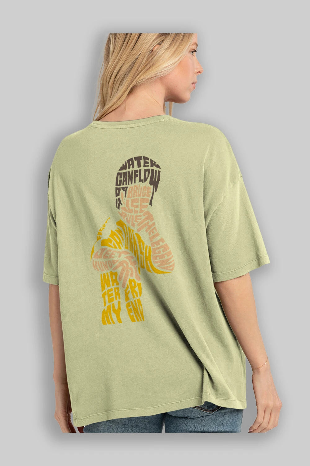 Bruce Lee Arka Baskılı Oversize t-shirt %100 pamuk Erkek Kadın Unisex