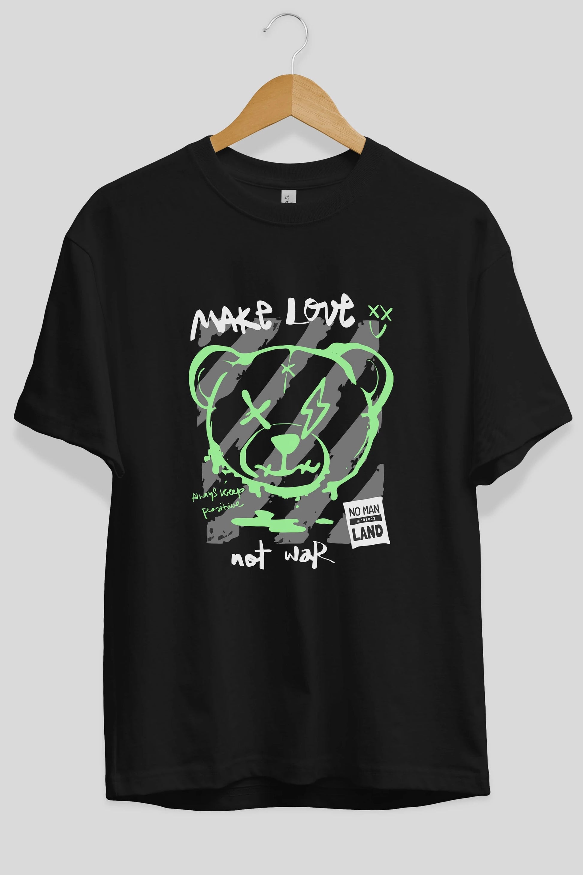 Make Love Bear Ön Baskılı Oversize t-shirt Erkek Kadın Unisex