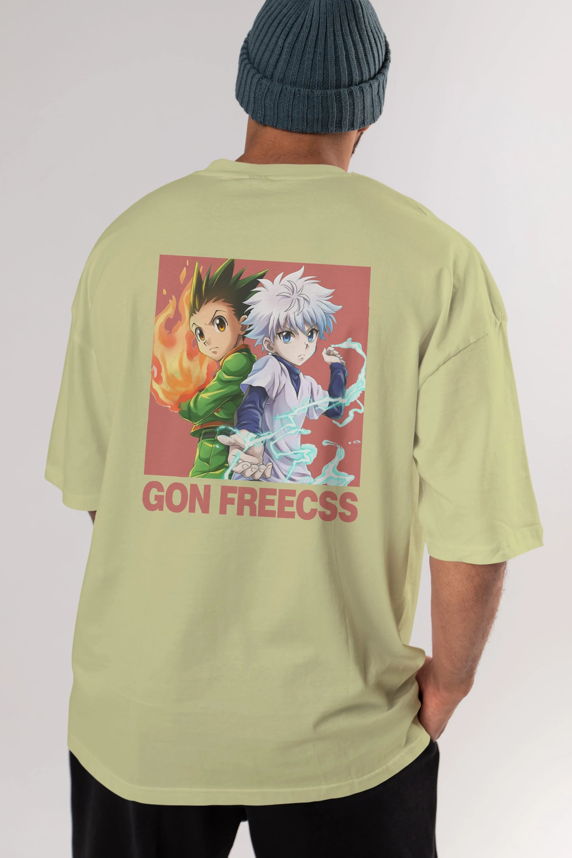 Gon Freecss HUNTER X HUNTER 4 Anime Arka Baskılı Oversize t-shirt Erkek Kadın Unisex