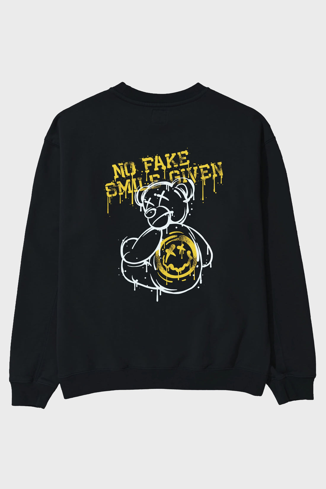 No Fake Smile Given Bear Arka Baskılı Oversize Sweatshirt Erkek Kadın Unisex