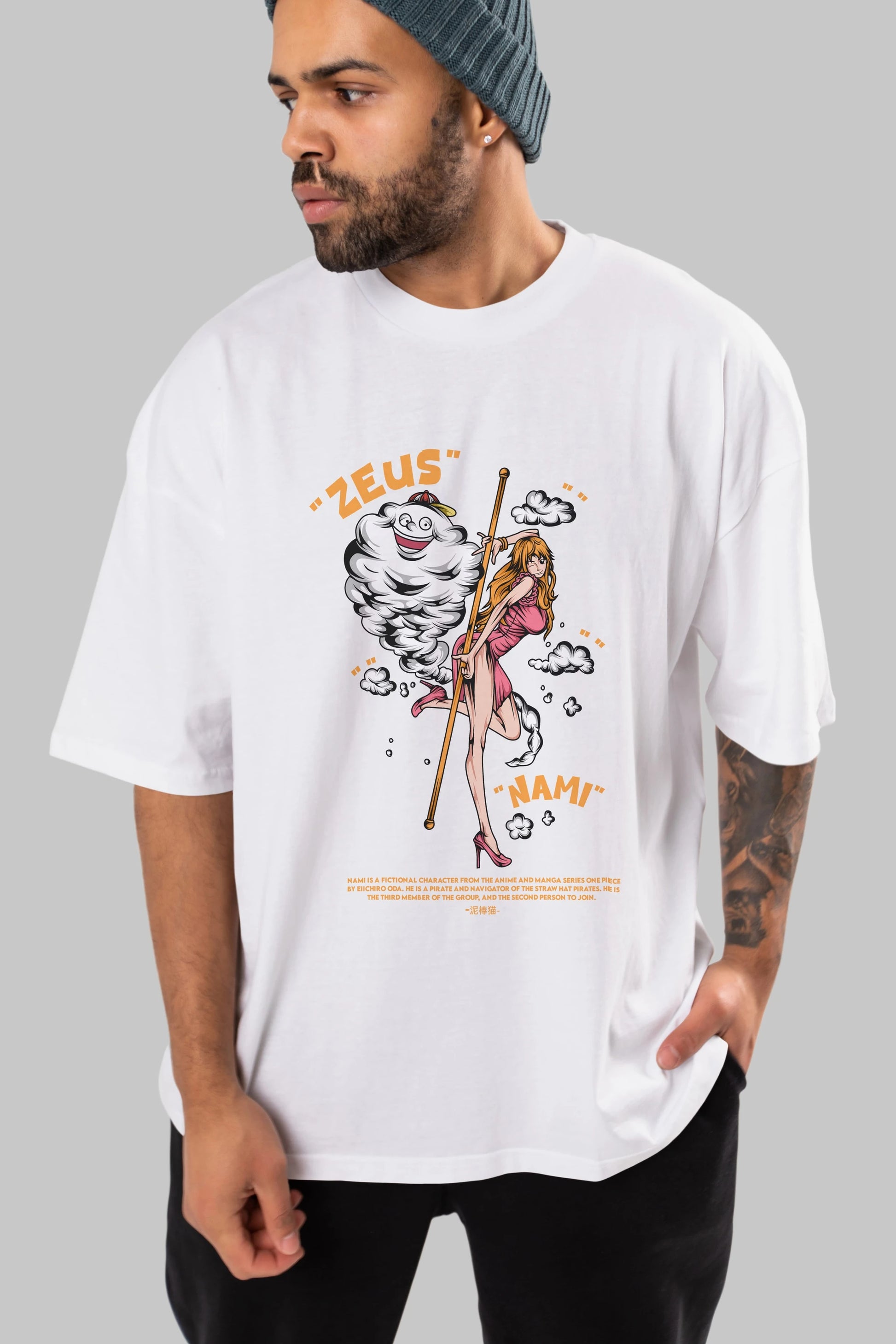 Zeus Nami Anime Ön Baskılı Oversize t-shirt %100 pamuk Erkek Kadın Unisex