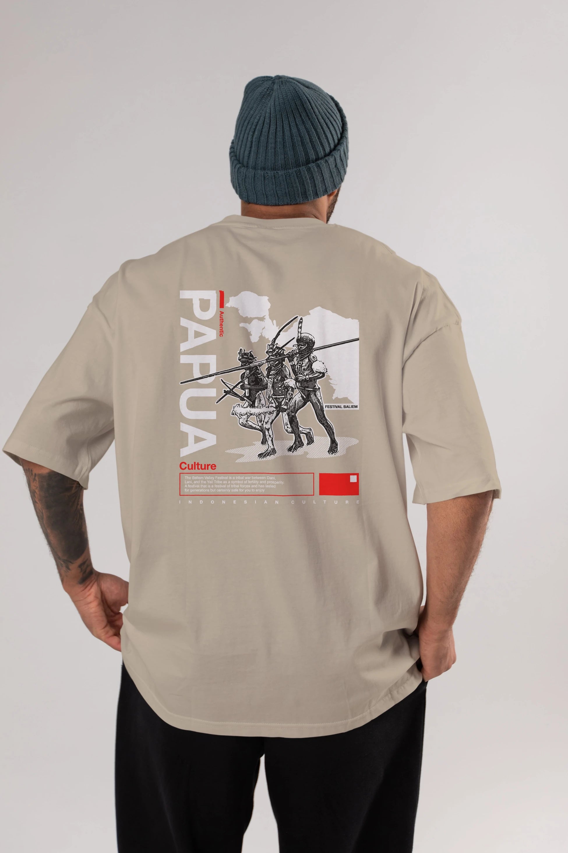 Papua Culture Arka Baskılı Oversize t-shirt Erkek Kadın Unisex