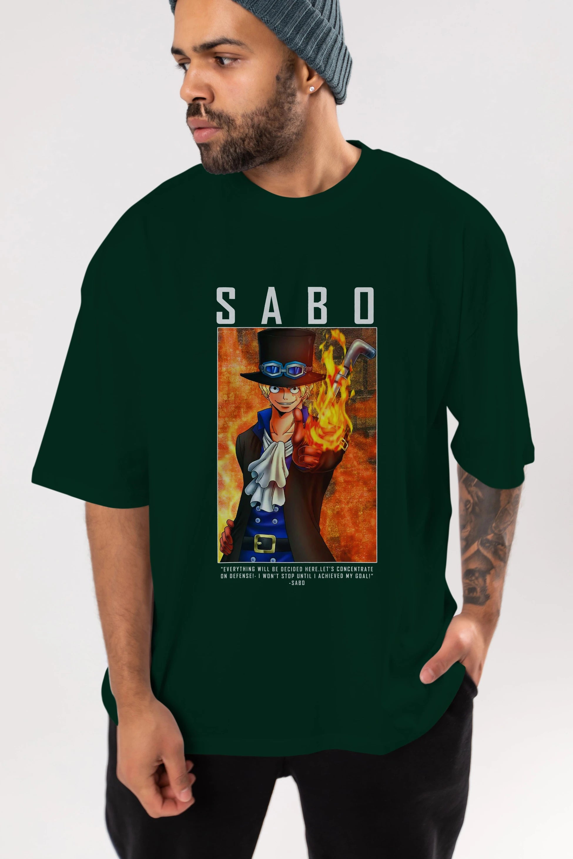 Sabo Anime Ön Baskılı Oversize t-shirt Erkek Kadın Unisex