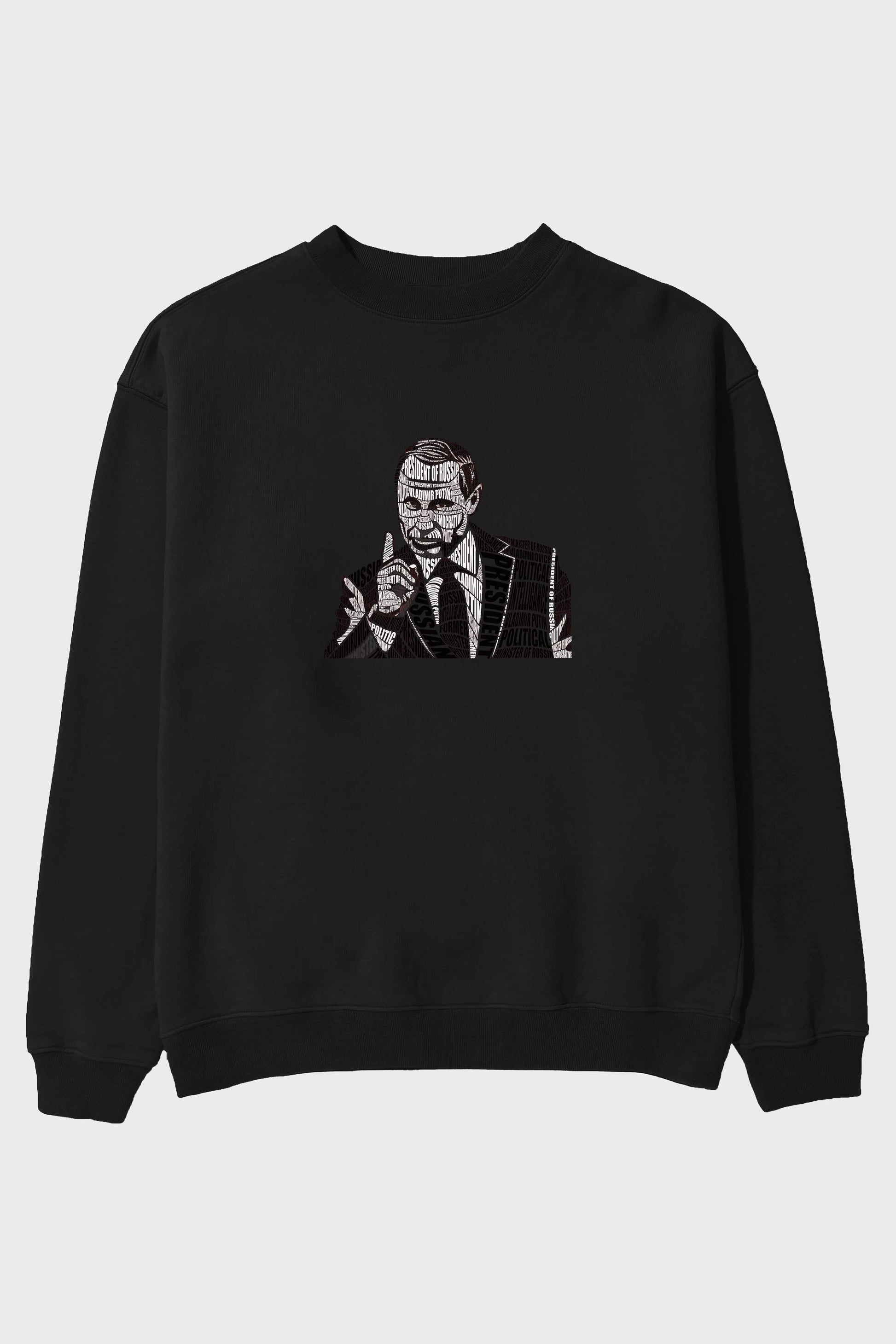 Putin Calligram Ön Baskılı Oversize Sweatshirt Erkek Kadın Unisex