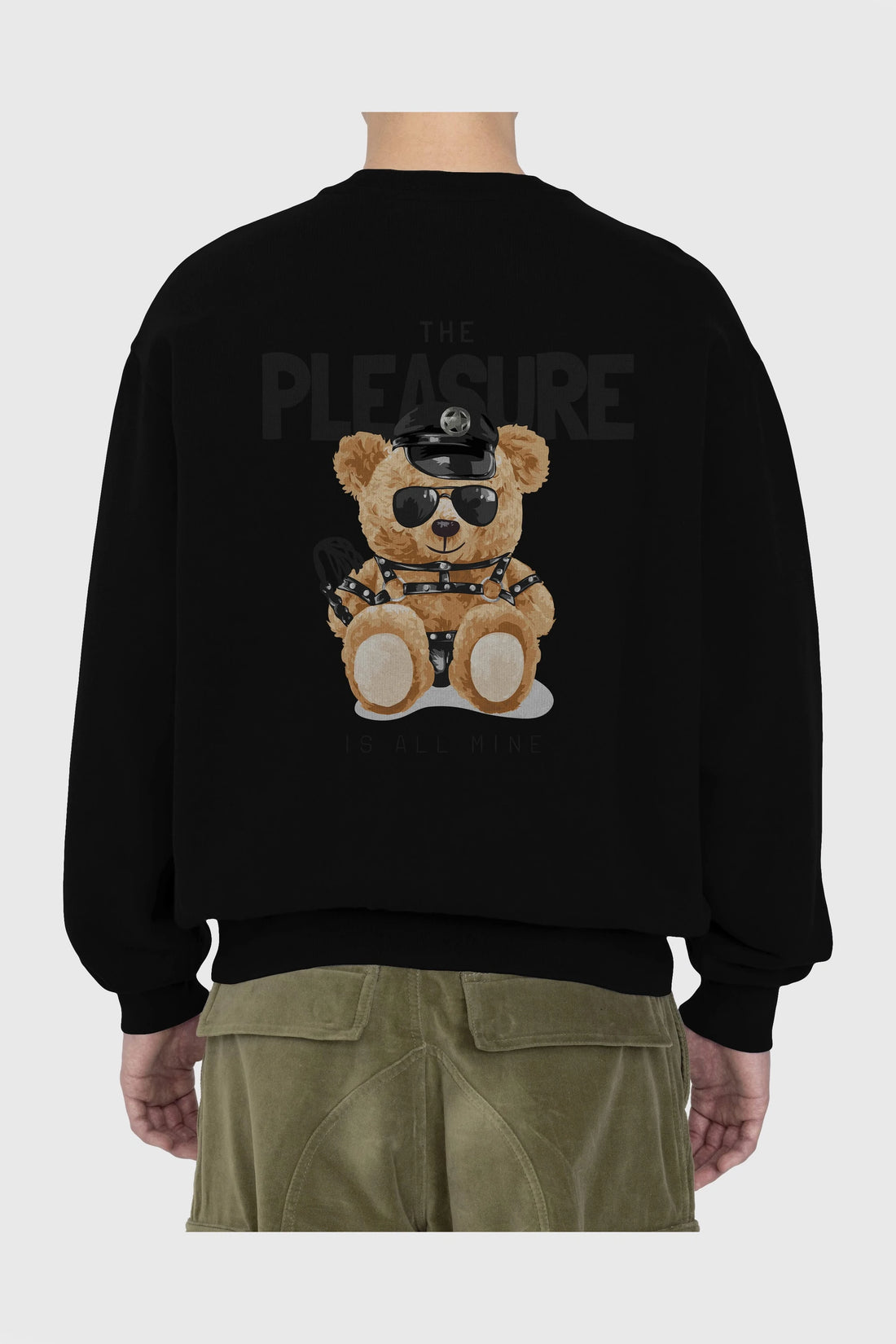 Teddy Bear The Pleasure Arka Baskılı Oversize Sweatshirt Erkek Kadın Unisex