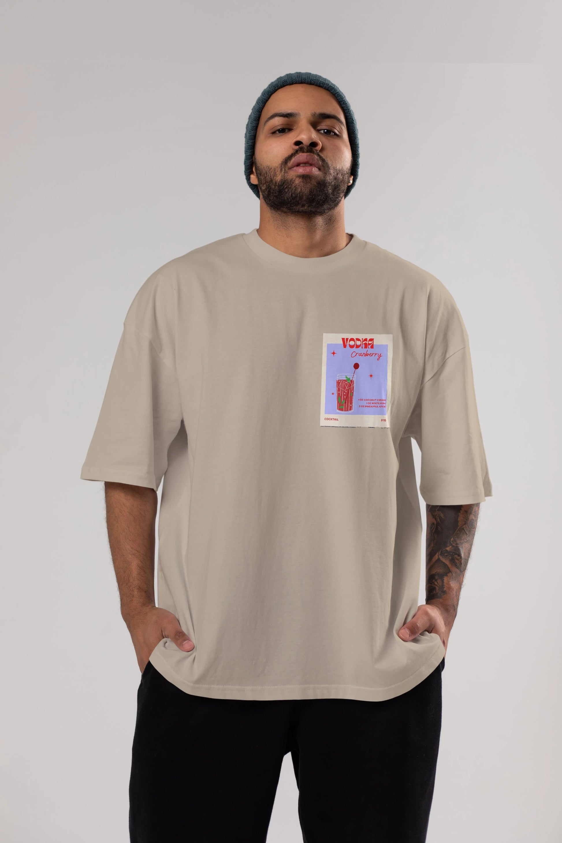 Vodka Cranberry Ön Sol Baskılı Oversize t-shirt Erkek Kadın Unisex %100 Pamuk Bisiklet Yaka tişort
