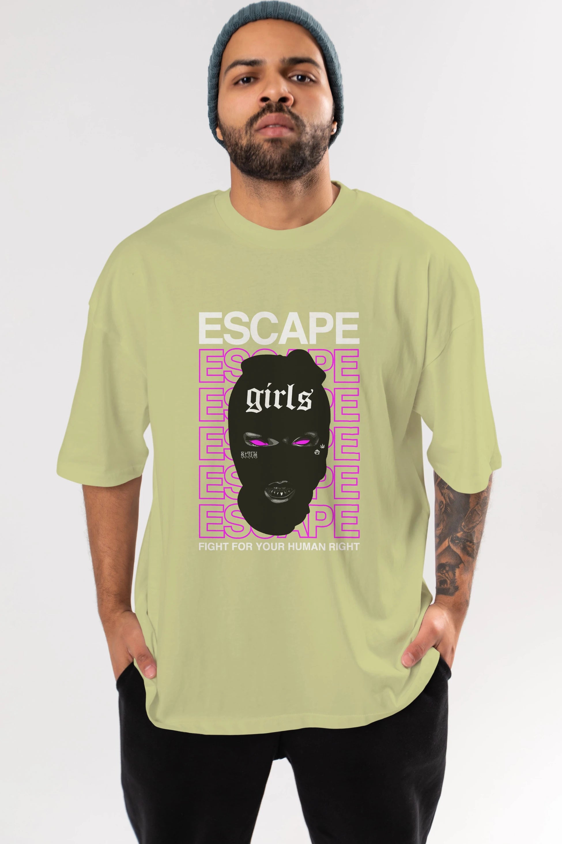 Escape Girl Ön Baskılı Oversize t-shirt Erkek Kadın Unisex