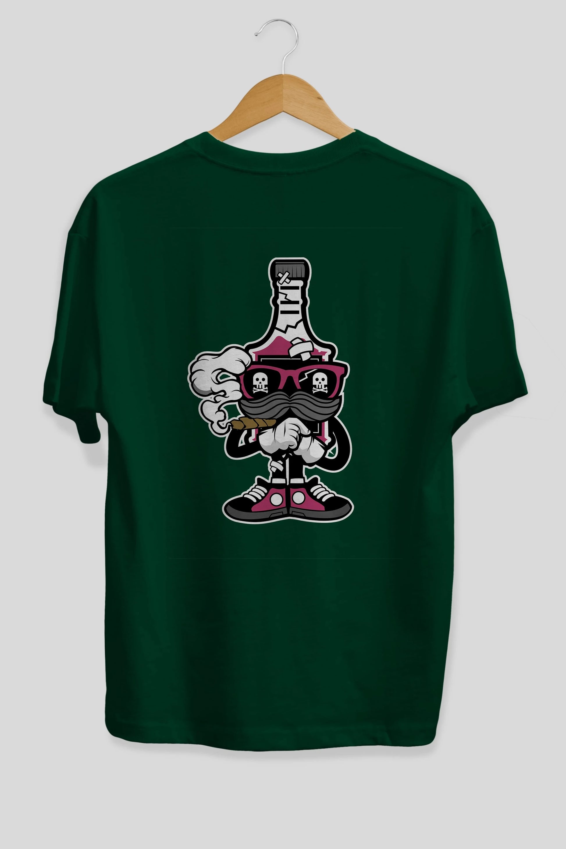 Vodka Bottle Arka Baskılı Oversize t-shirt Erkek Kadın Unisex %100 Pamuk tişort